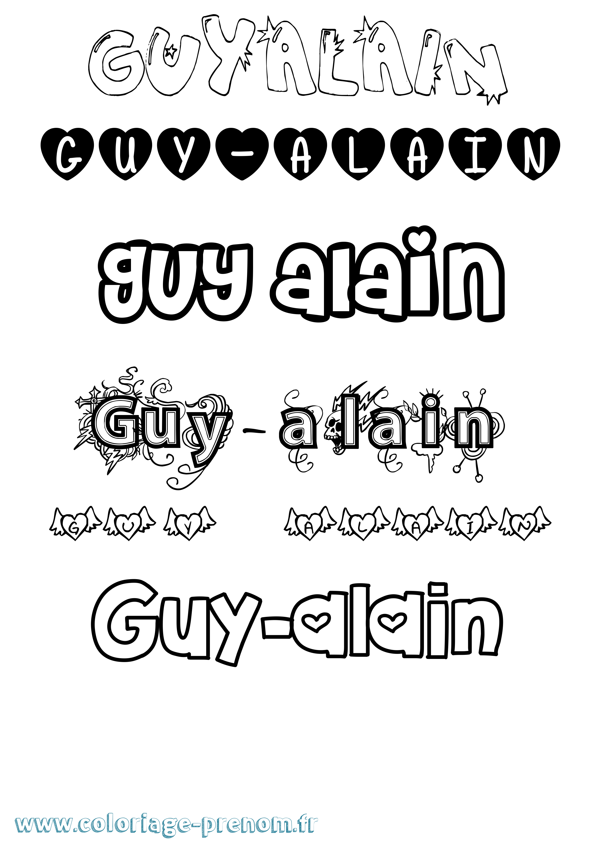 Coloriage Guy-Alain Girly Coloriage prénom Guy-Alain Girly