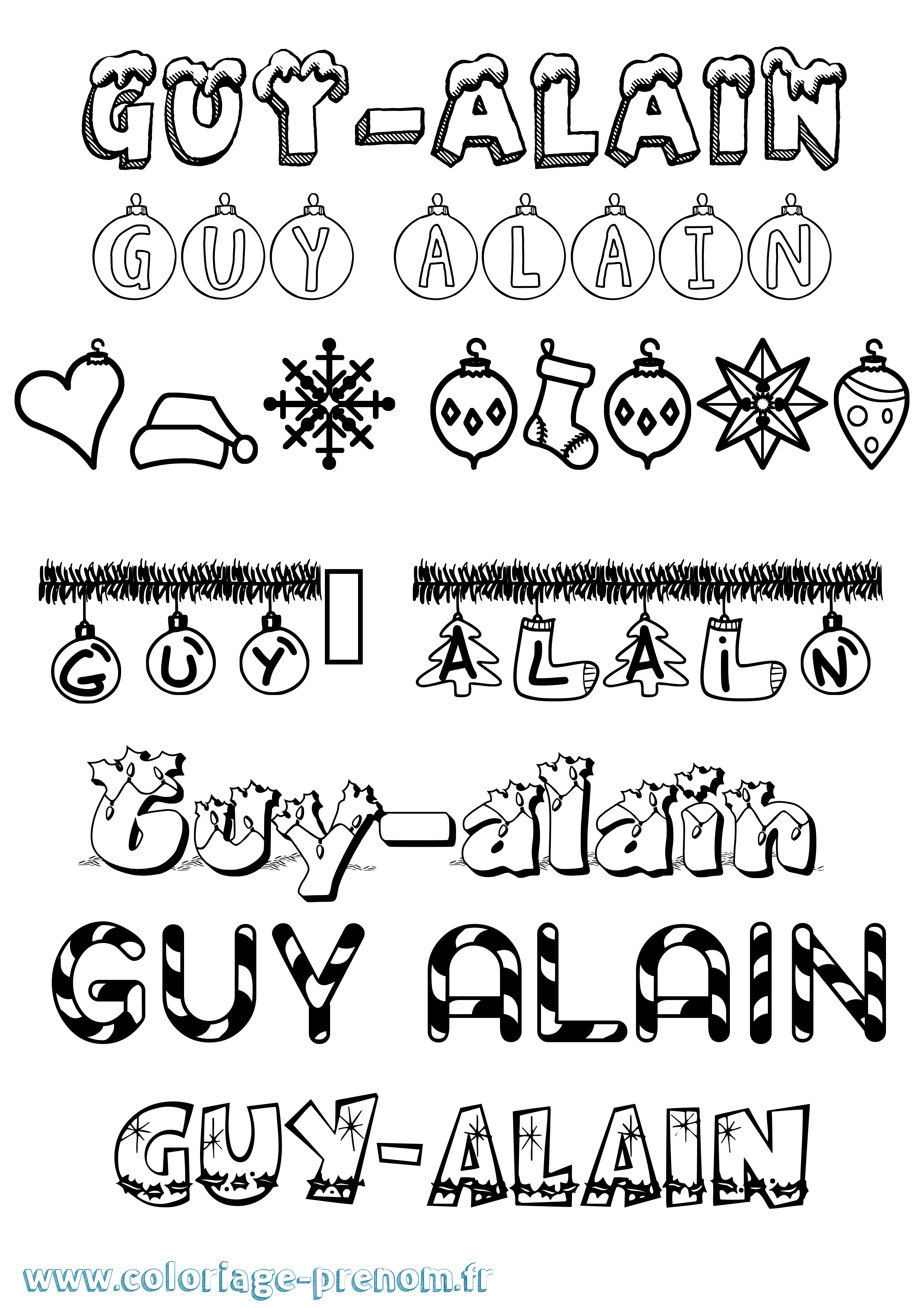 Coloriage Guy-Alain Noël Coloriage prénom Guy-Alain Noël
