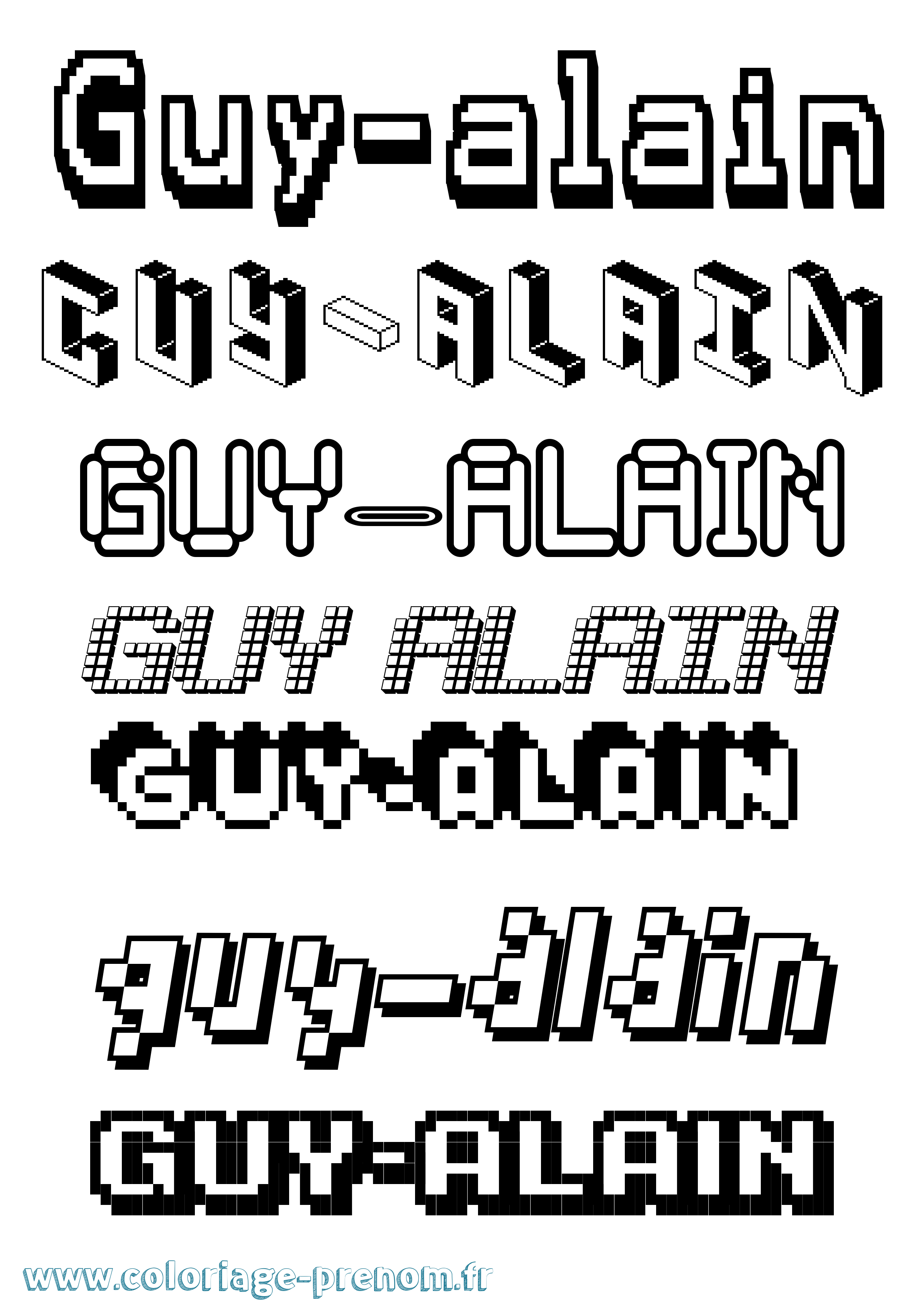 Coloriage Guy-Alain Pixel Coloriage prénom Guy-Alain Pixel