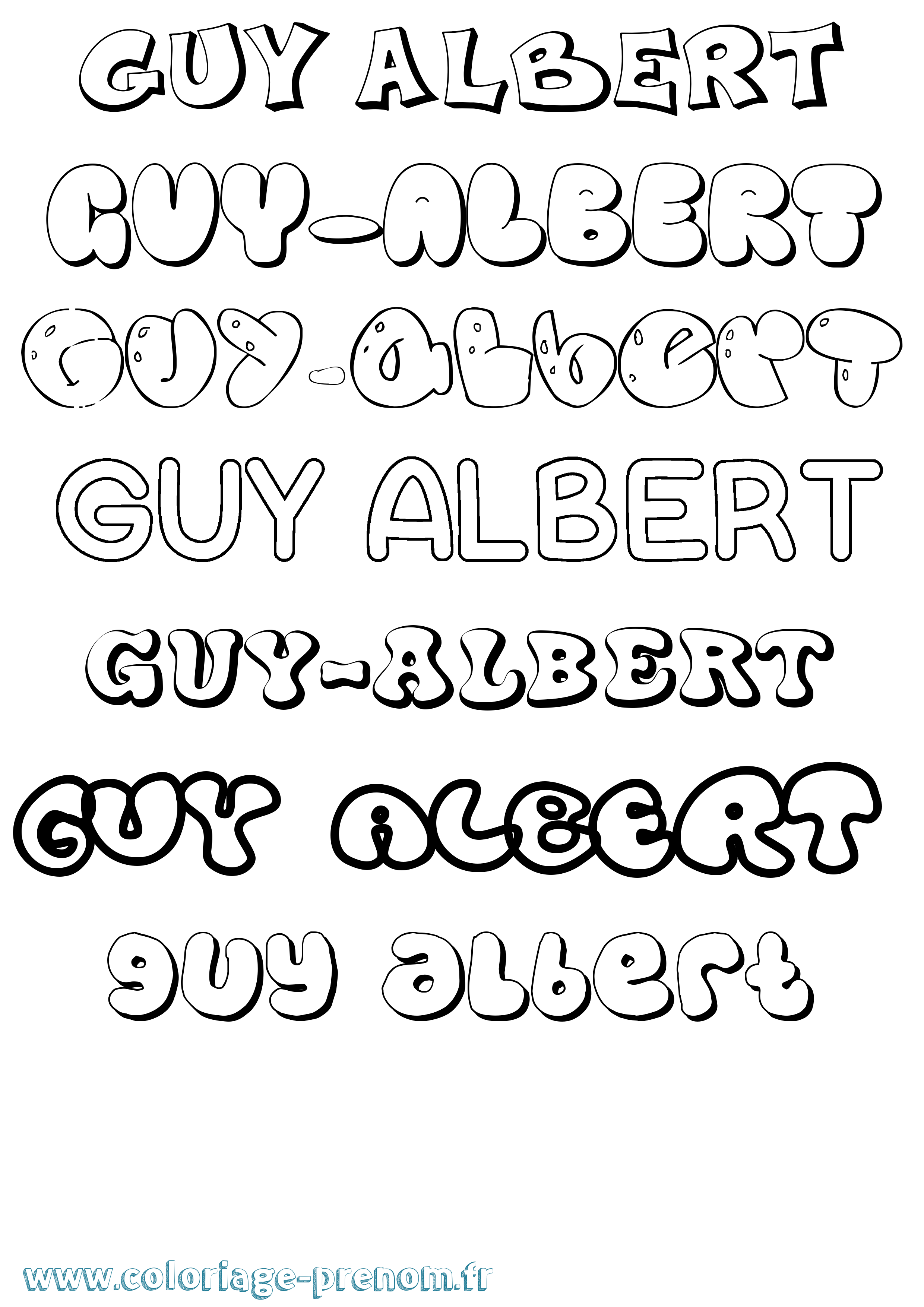 Coloriage Guy-Albert Bubble Coloriage prénom Guy-Albert Bubble