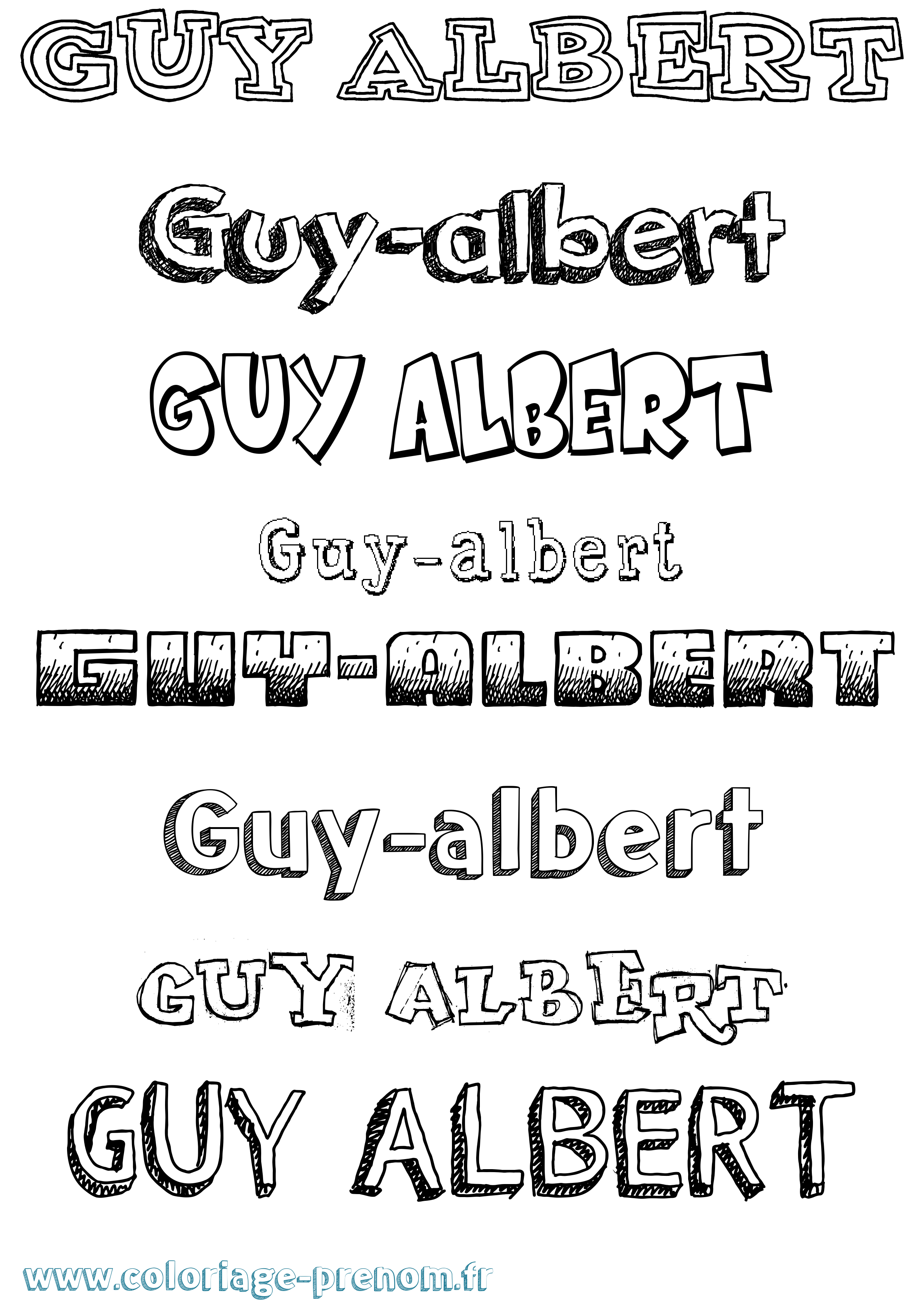 Coloriage Guy-Albert Dessiné Coloriage prénom Guy-Albert Dessiné