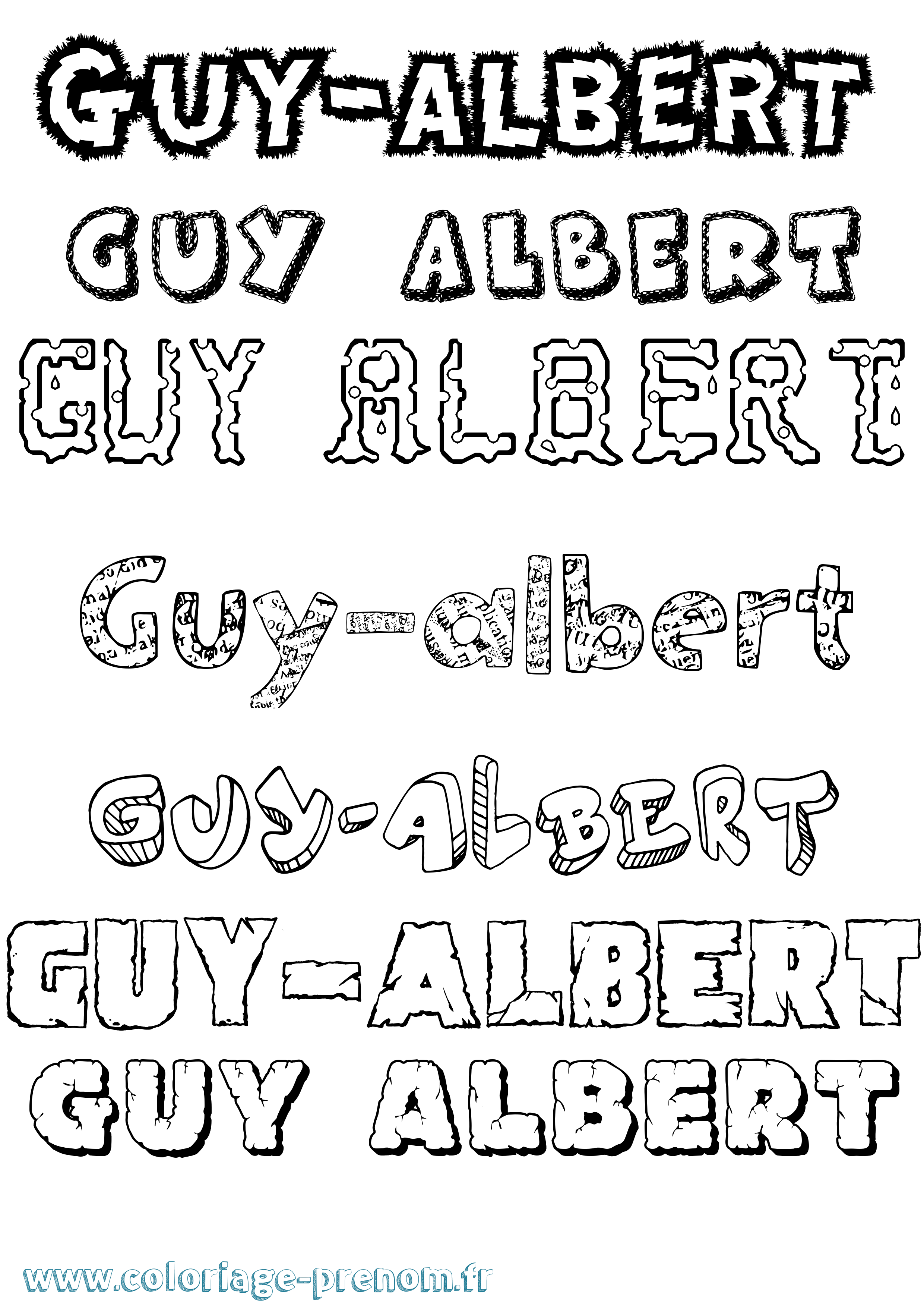 Coloriage Guy-Albert Destructuré Coloriage prénom Guy-Albert Destructuré