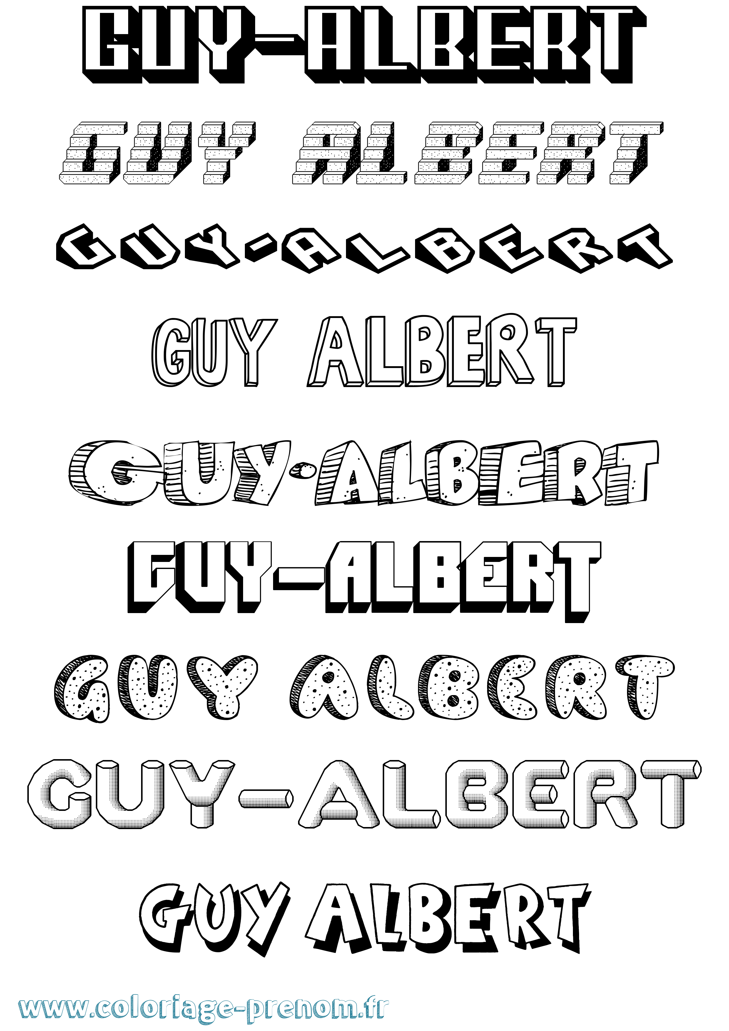 Coloriage Guy-Albert Effet 3D Coloriage prénom Guy-Albert Effet 3D