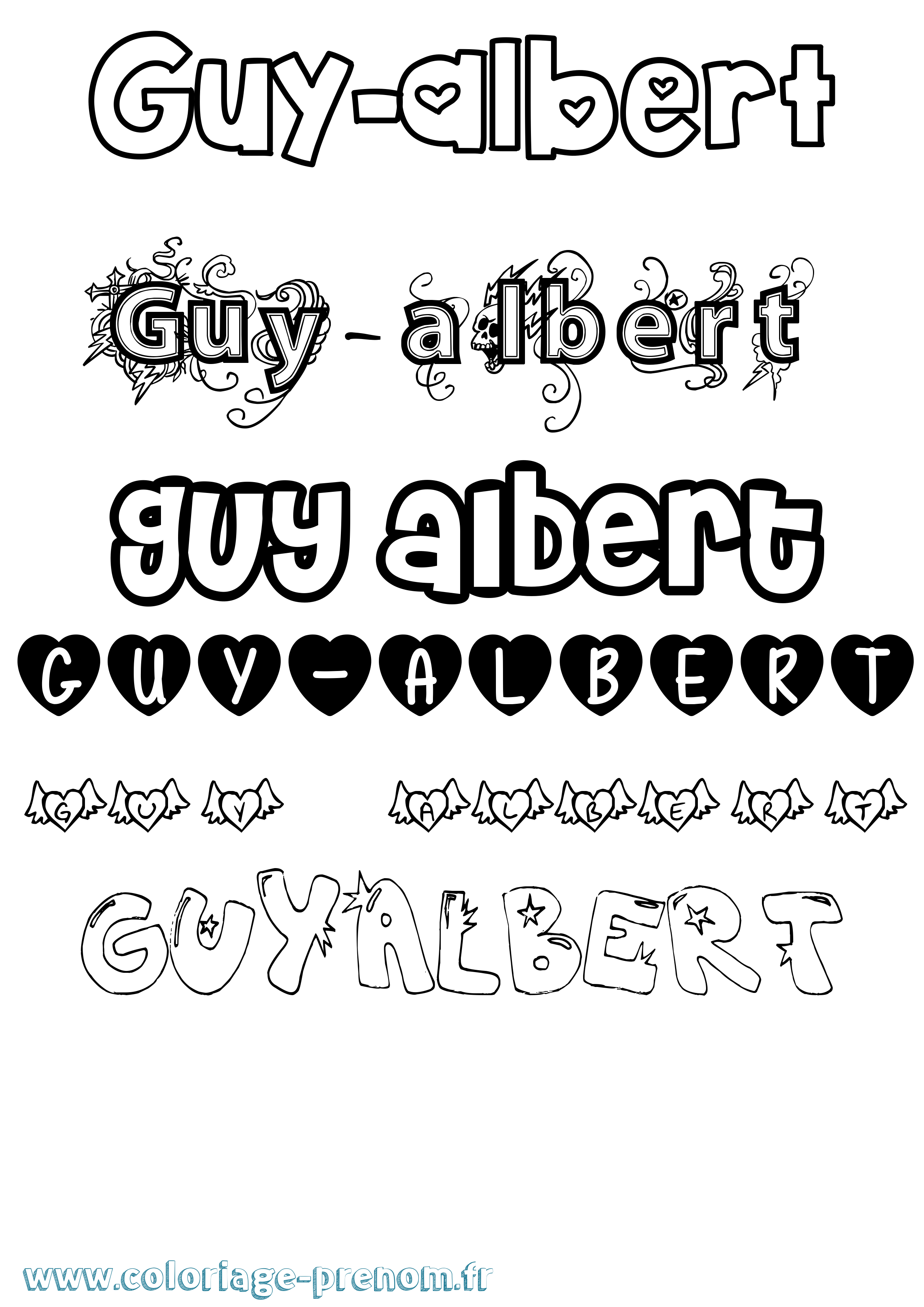 Coloriage Guy-Albert Girly Coloriage prénom Guy-Albert Girly