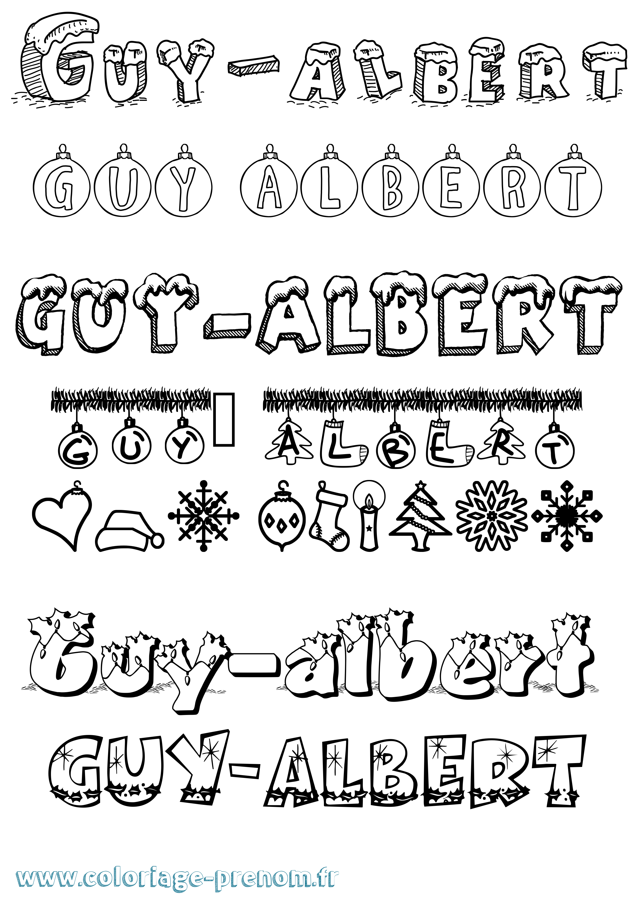Coloriage Guy-Albert Noël Coloriage prénom Guy-Albert Noël