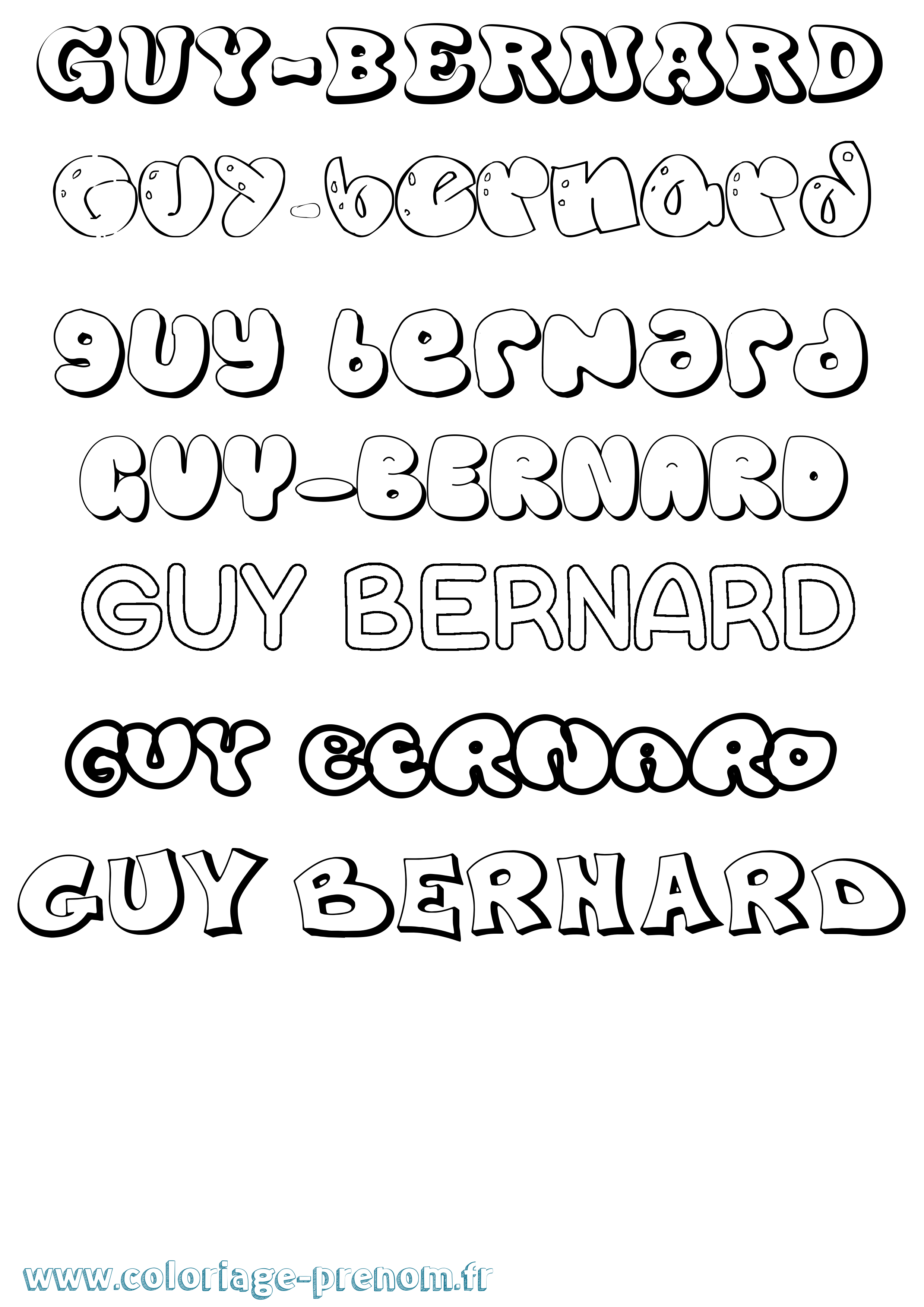 Coloriage Guy-Bernard Bubble Coloriage prénom Guy-Bernard Bubble