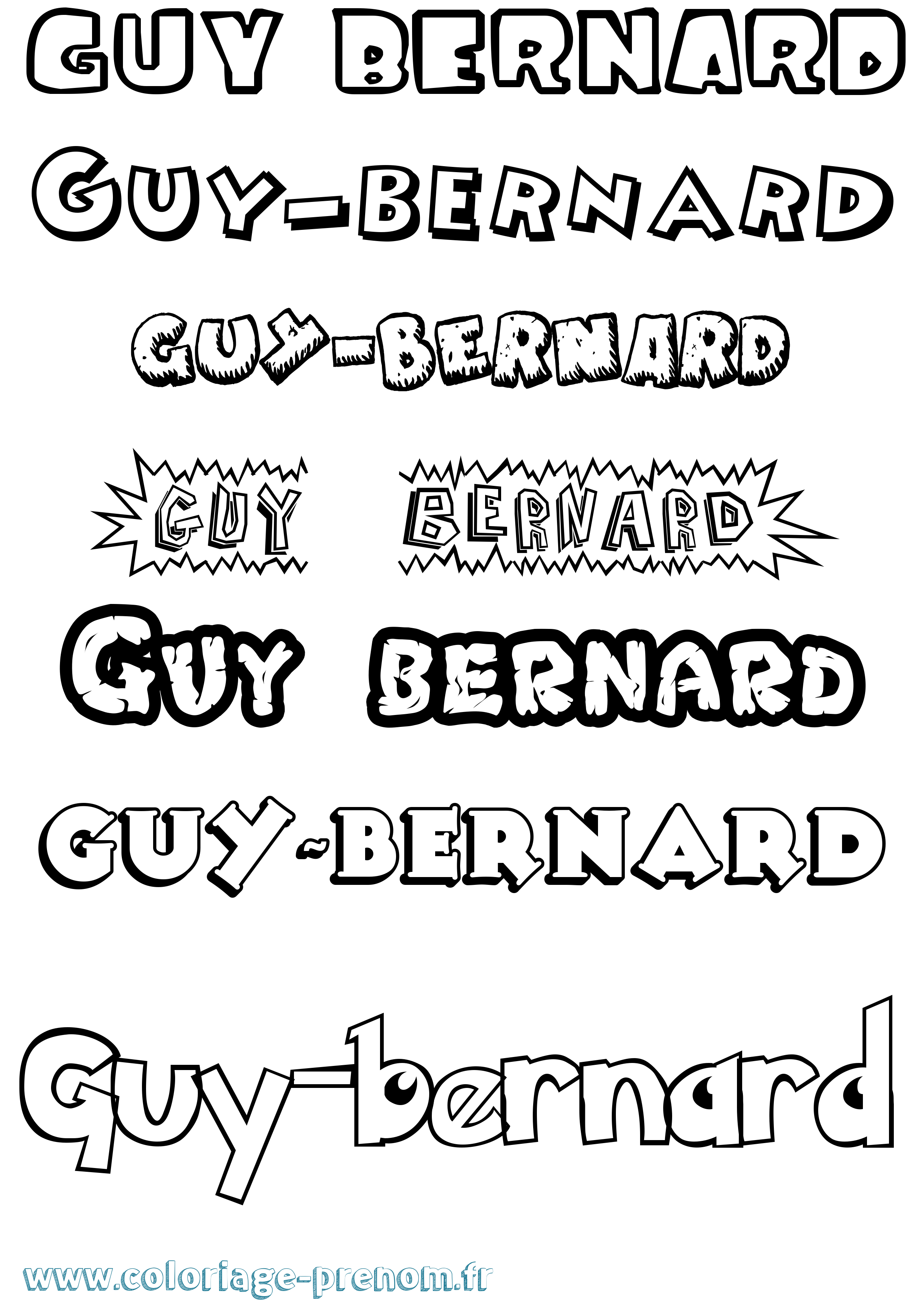 Coloriage Guy-Bernard Dessin Animé Coloriage prénom Guy-Bernard Dessin Animé
