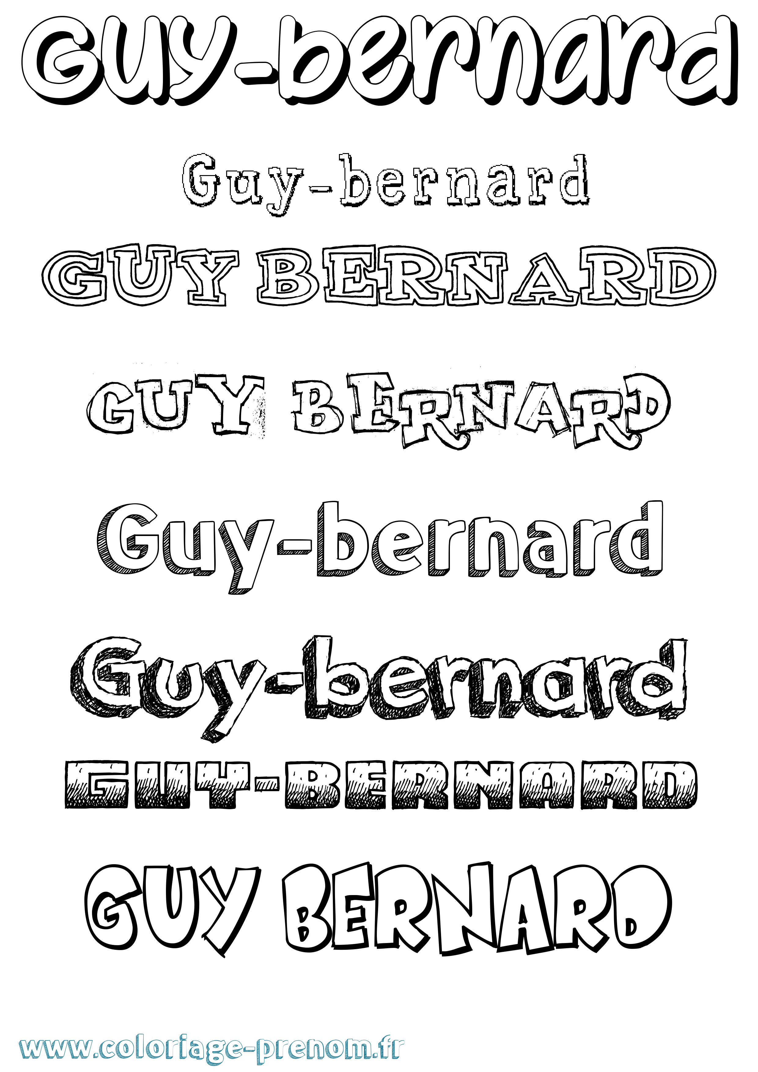 Coloriage Guy-Bernard Dessiné Coloriage prénom Guy-Bernard Dessiné