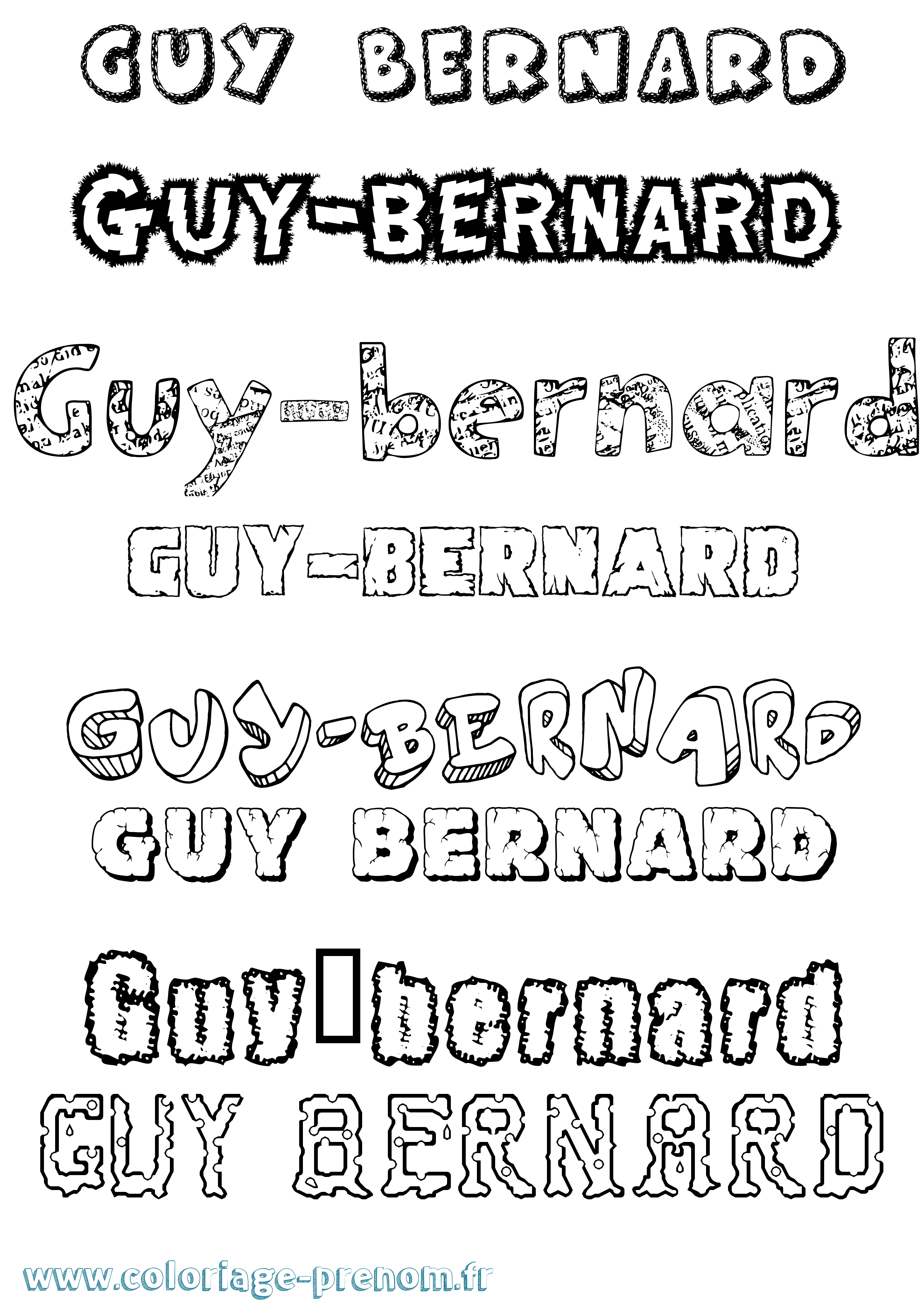 Coloriage Guy-Bernard Destructuré Coloriage prénom Guy-Bernard Destructuré