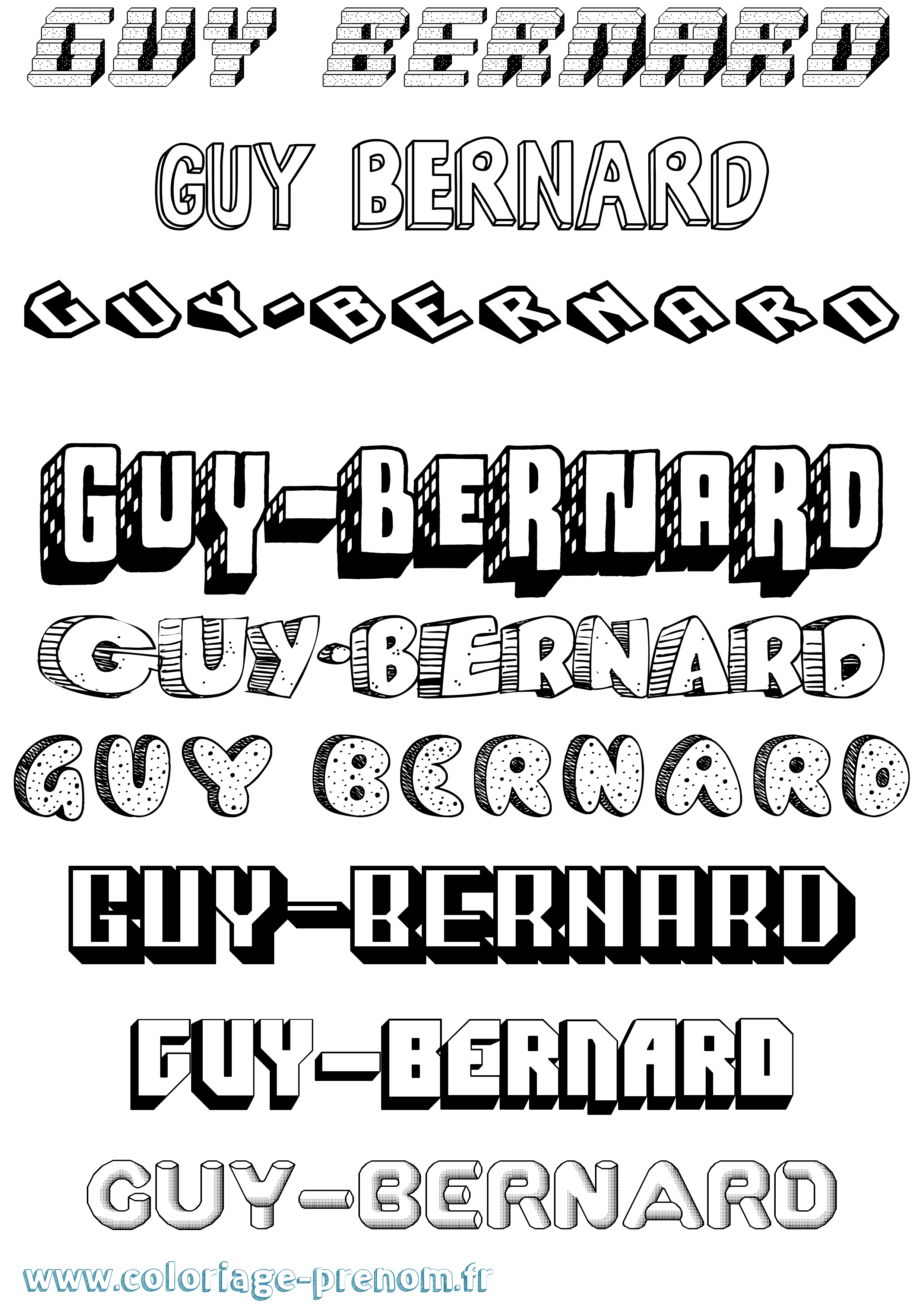 Coloriage Guy-Bernard Effet 3D Coloriage prénom Guy-Bernard Effet 3D