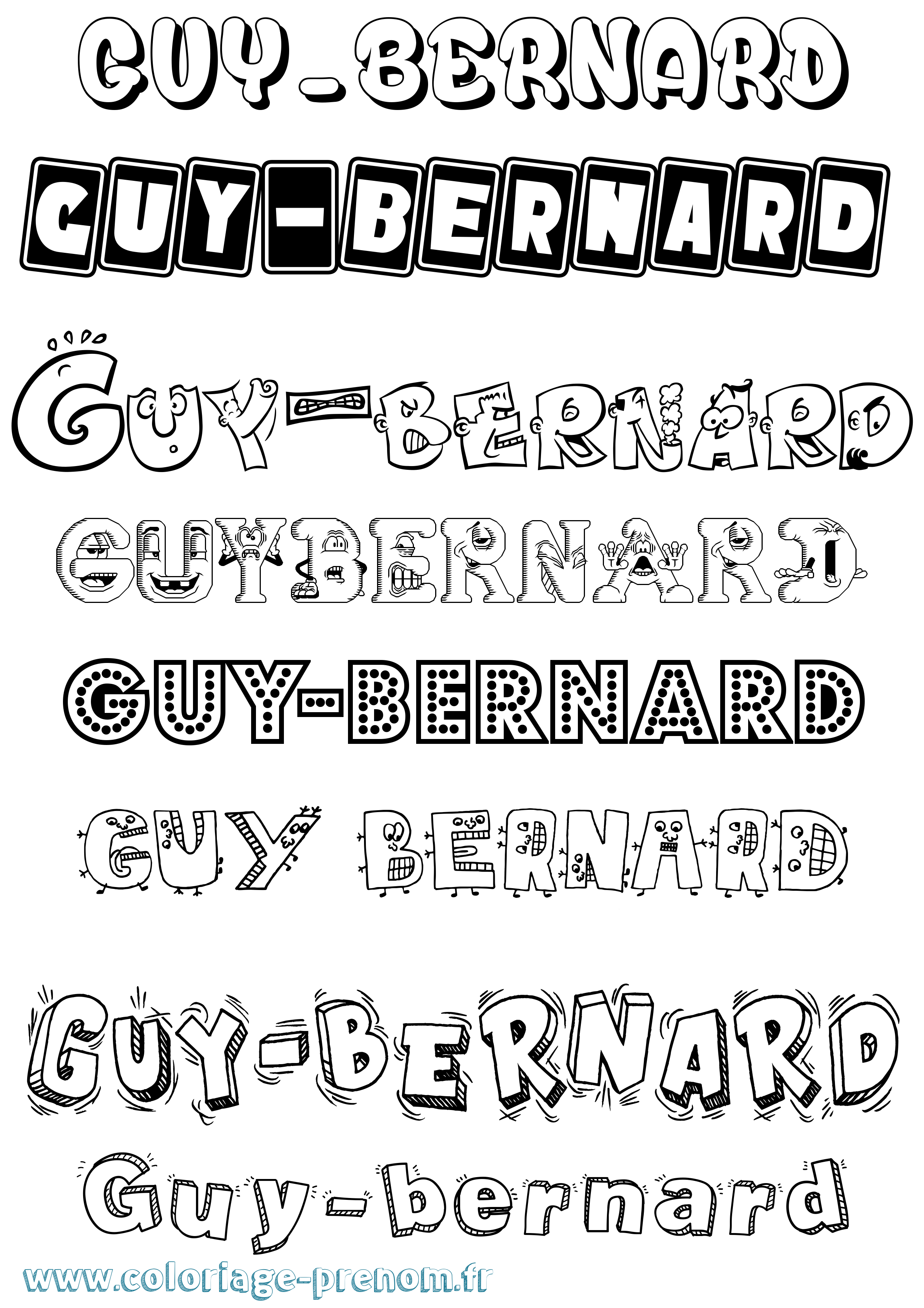 Coloriage Guy-Bernard Fun Coloriage prénom Guy-Bernard Fun