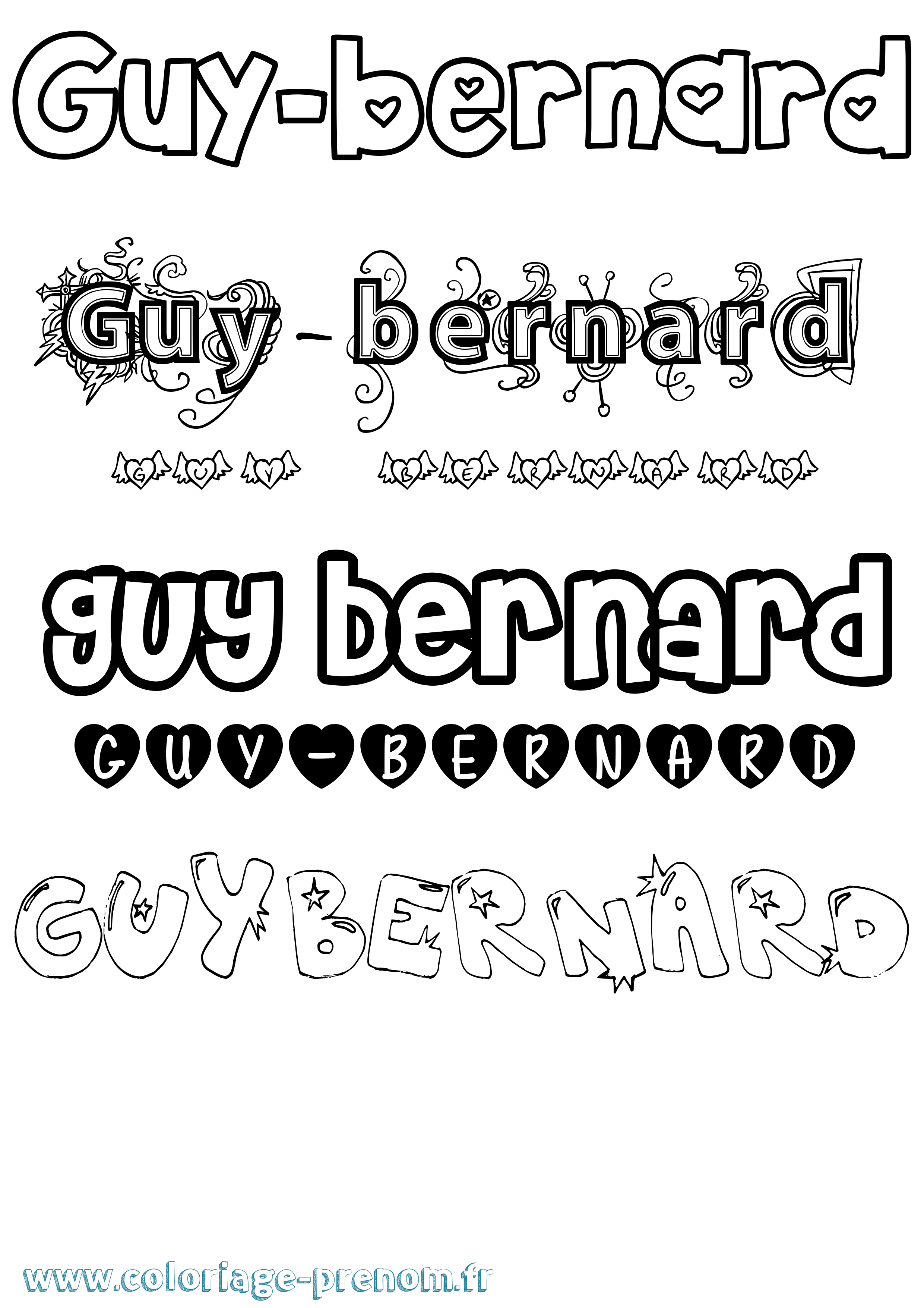 Coloriage Guy-Bernard Girly Coloriage prénom Guy-Bernard Girly