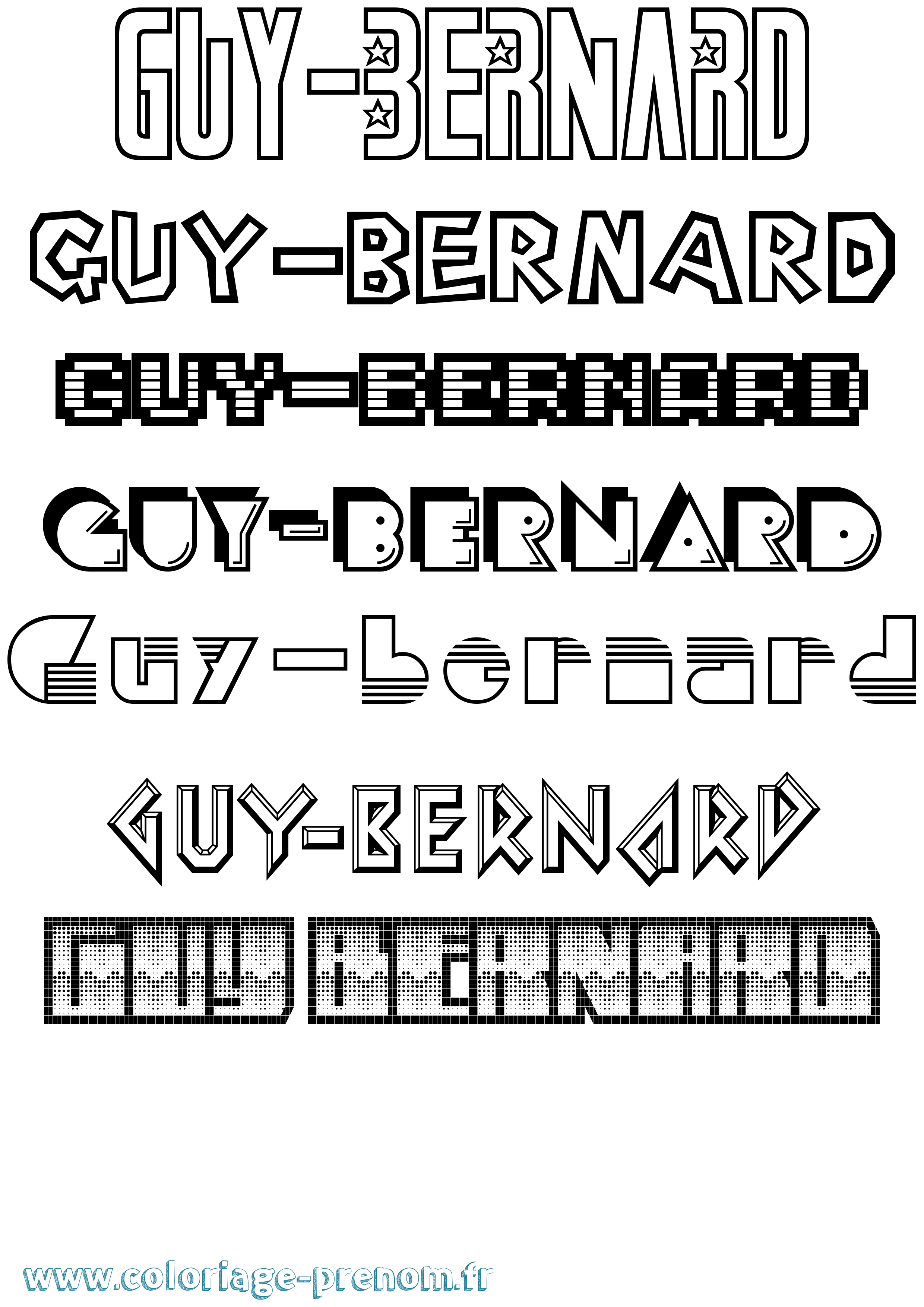 Coloriage Guy-Bernard Jeux Vidéos Coloriage prénom Guy-Bernard Jeux Vidéos