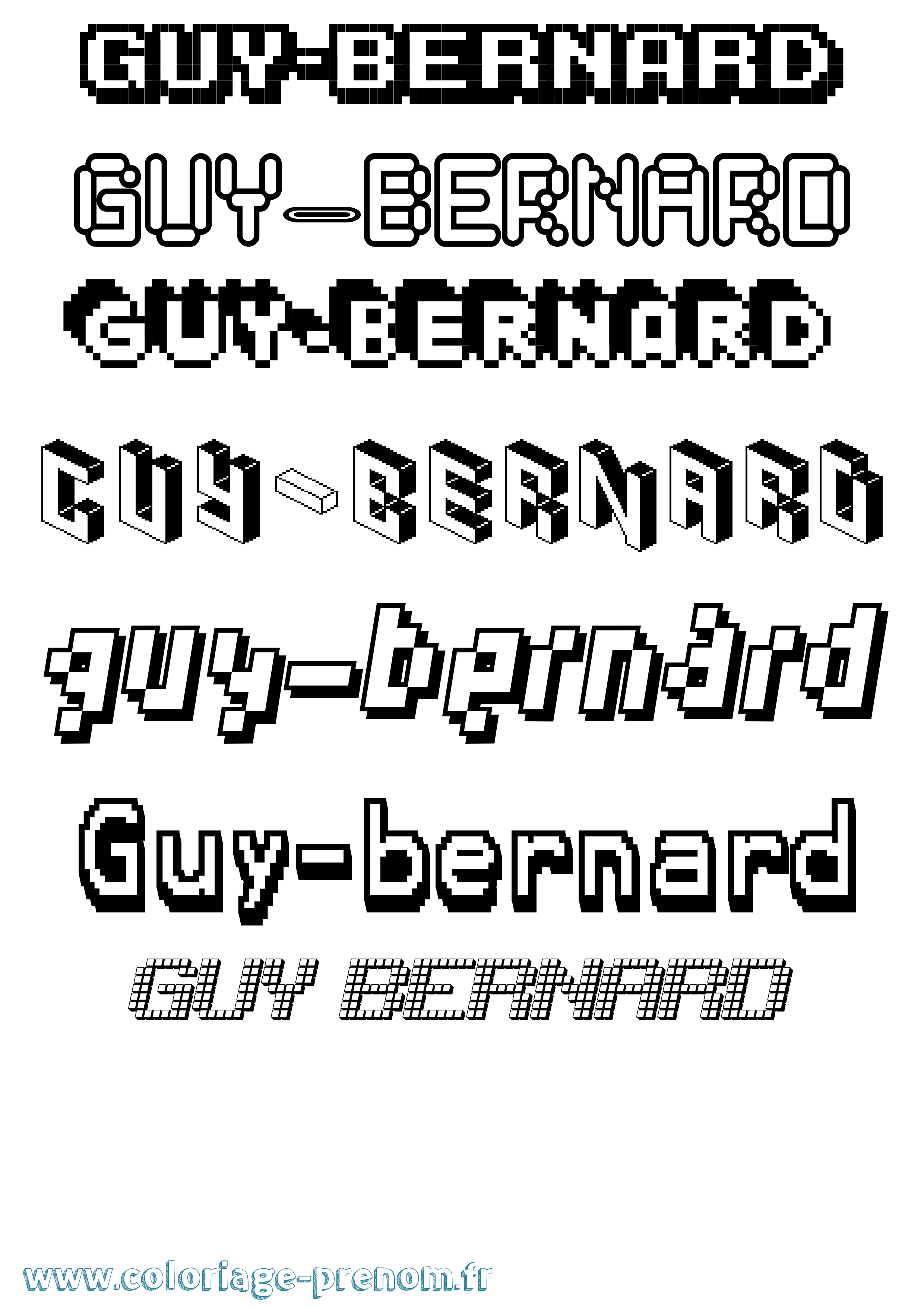Coloriage Guy-Bernard Pixel Coloriage prénom Guy-Bernard Pixel