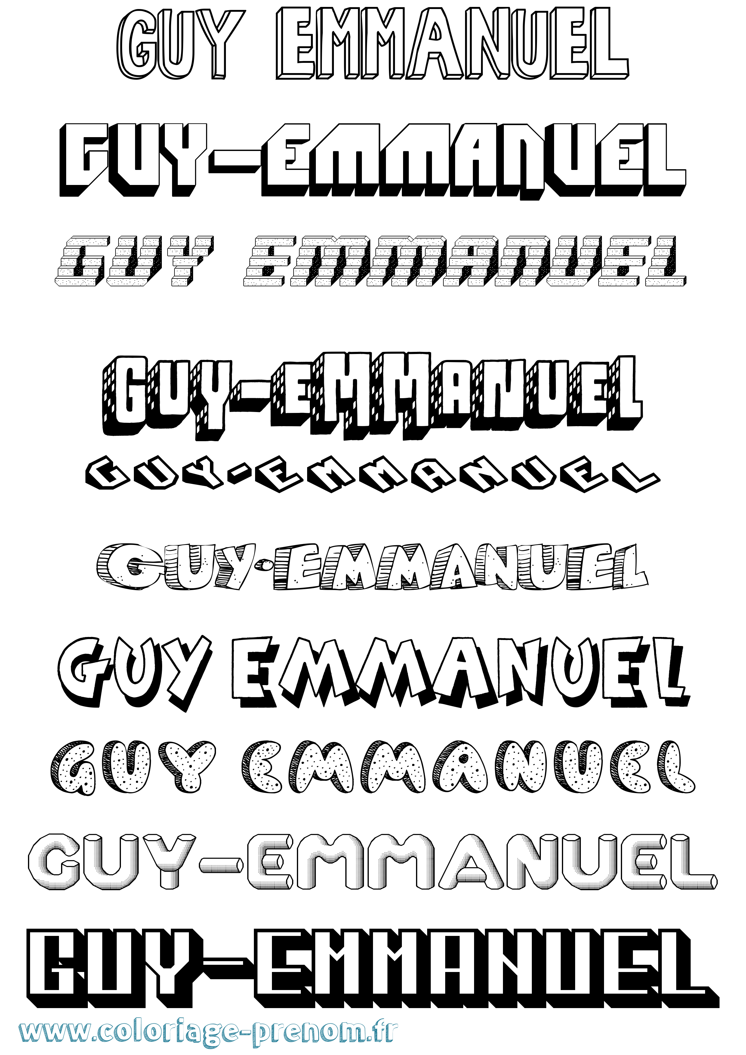 Coloriage Guy-Emmanuel Effet 3D Coloriage prénom Guy-Emmanuel Effet 3D
