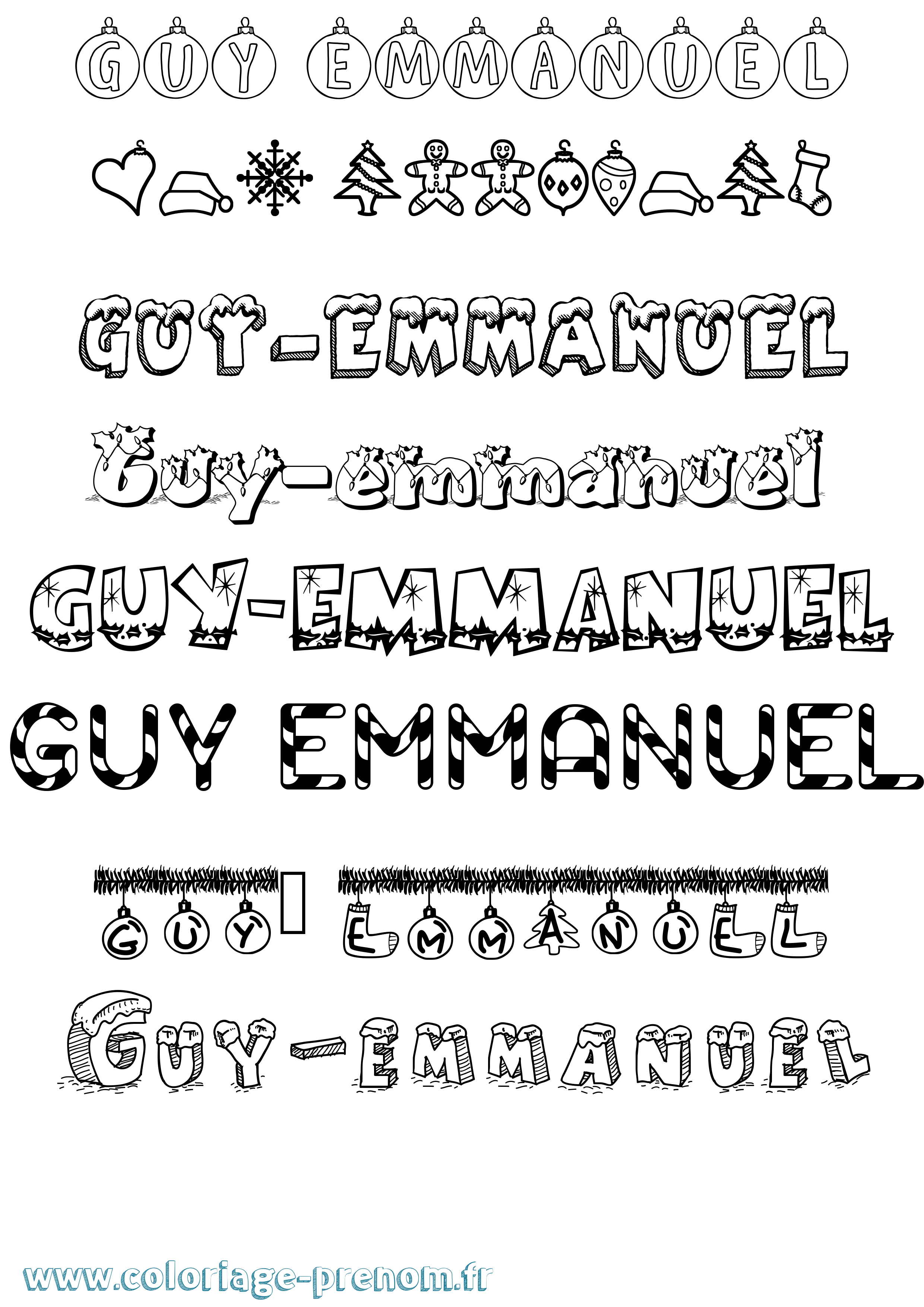 Coloriage Guy-Emmanuel Noël Coloriage prénom Guy-Emmanuel Noël