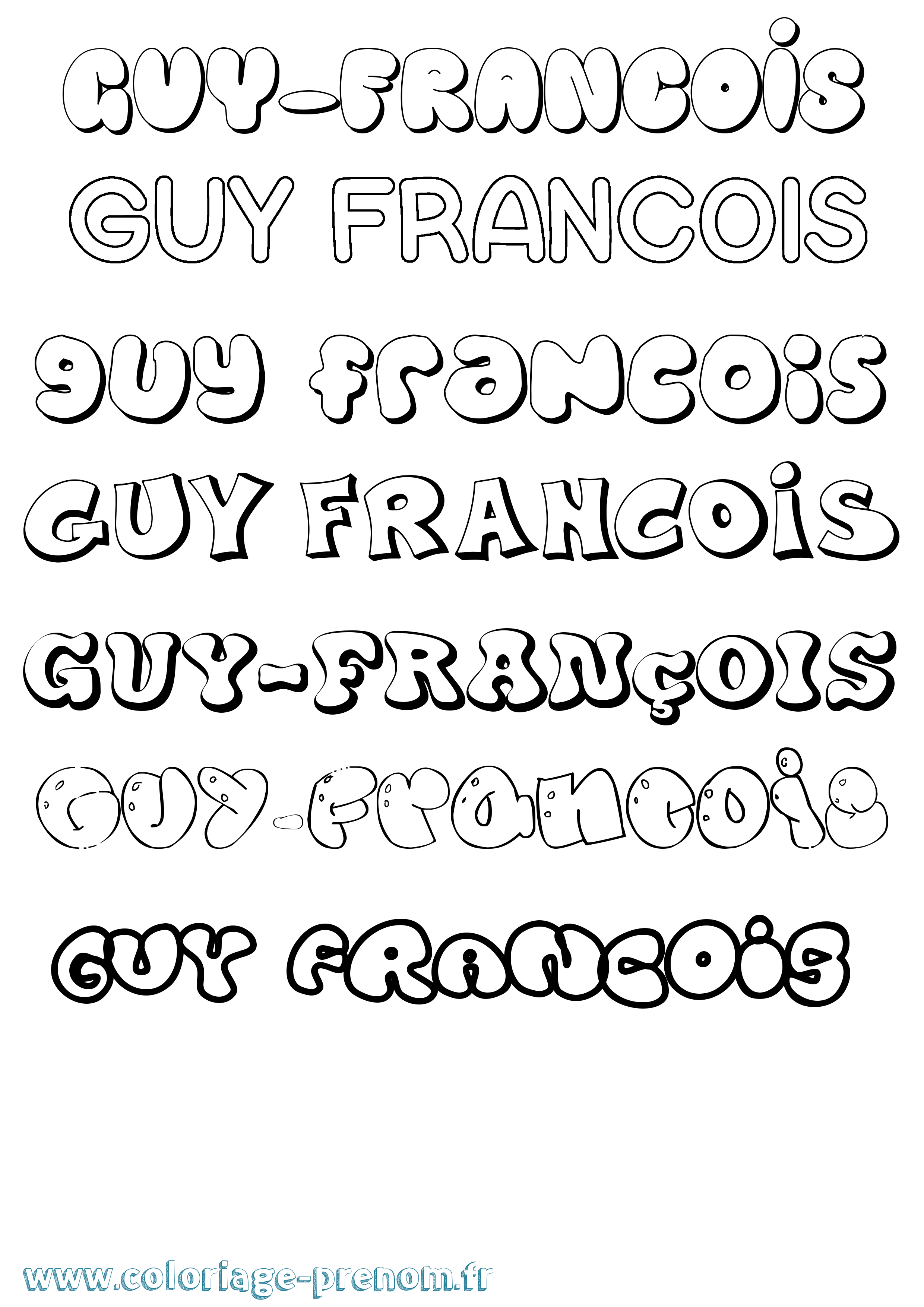 Coloriage Guy-François Bubble Coloriage prénom Guy-François Bubble