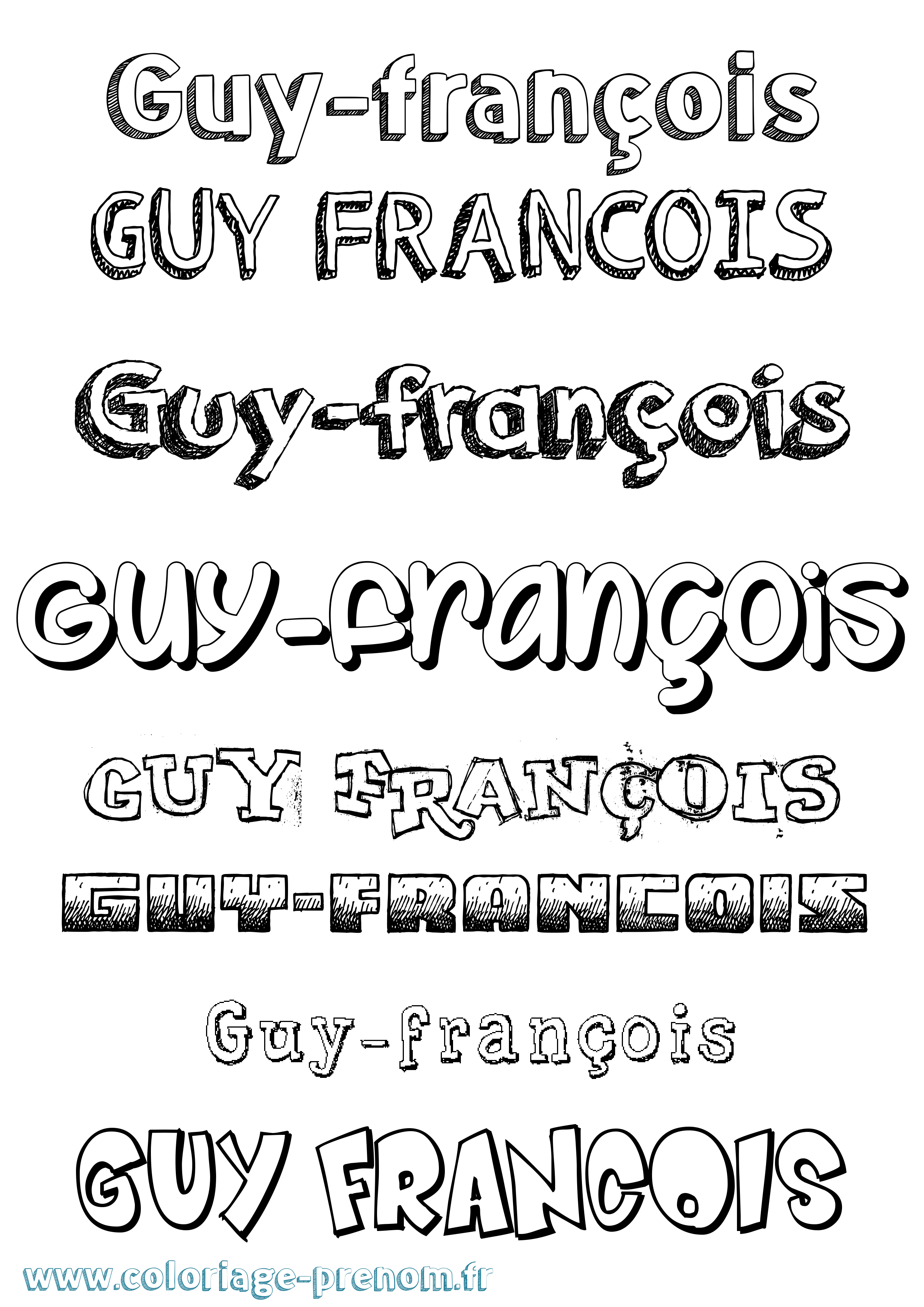 Coloriage Guy-François Dessiné Coloriage prénom Guy-François Dessiné