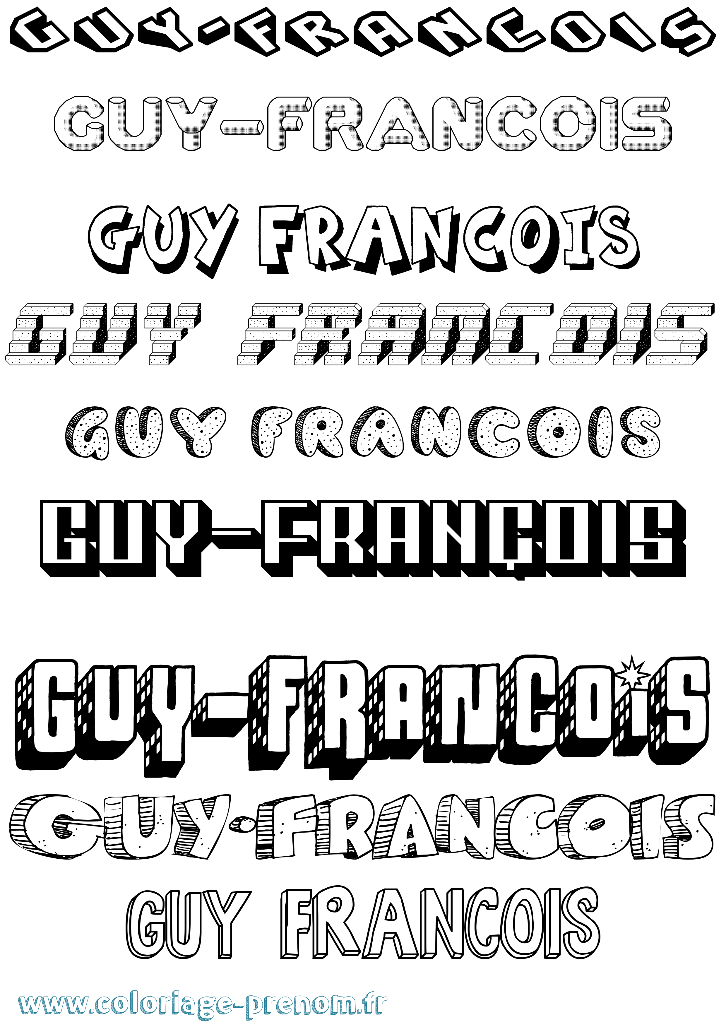 Coloriage Guy-François Effet 3D Coloriage prénom Guy-François Effet 3D