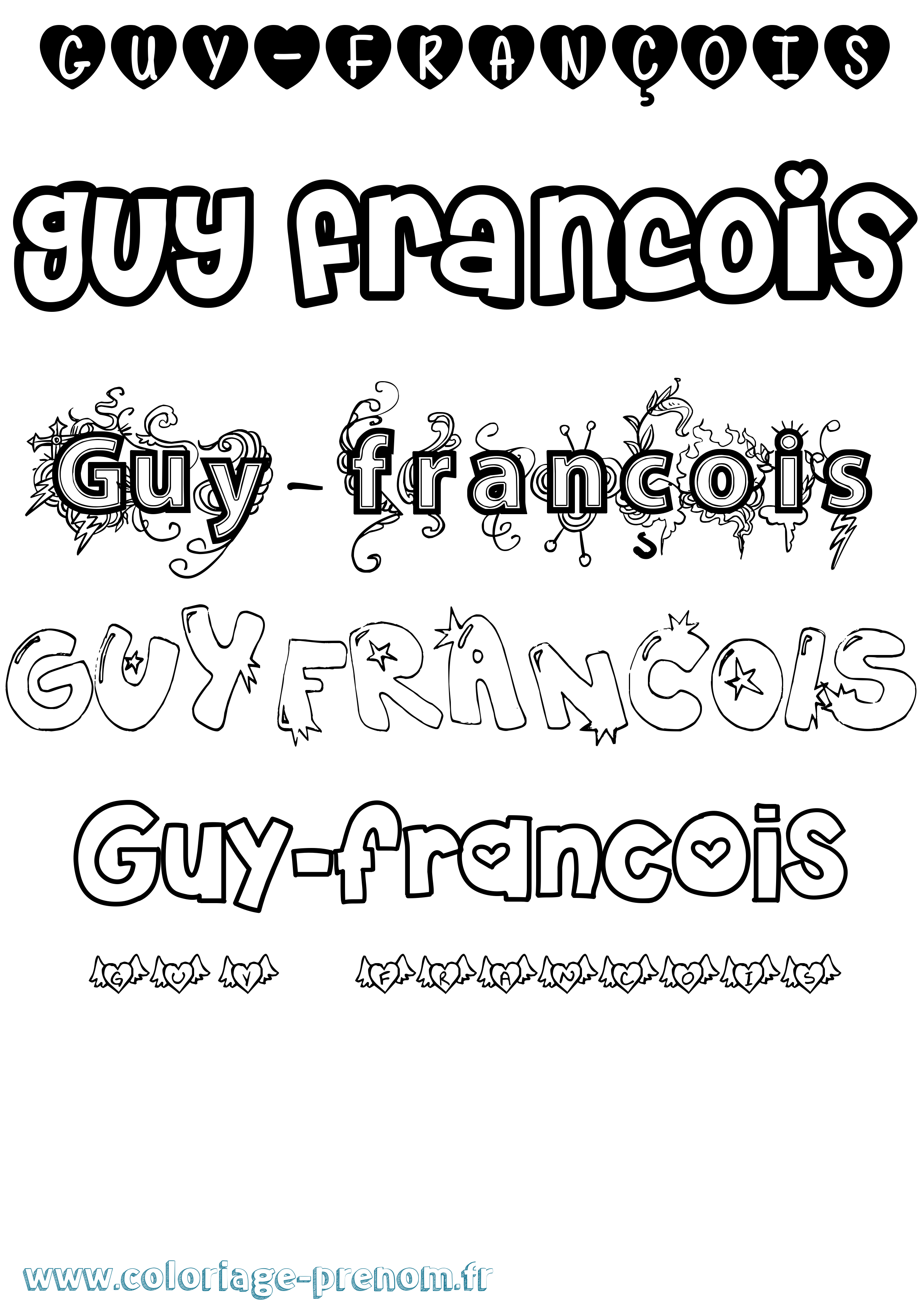 Coloriage Guy-François Girly Coloriage prénom Guy-François Girly