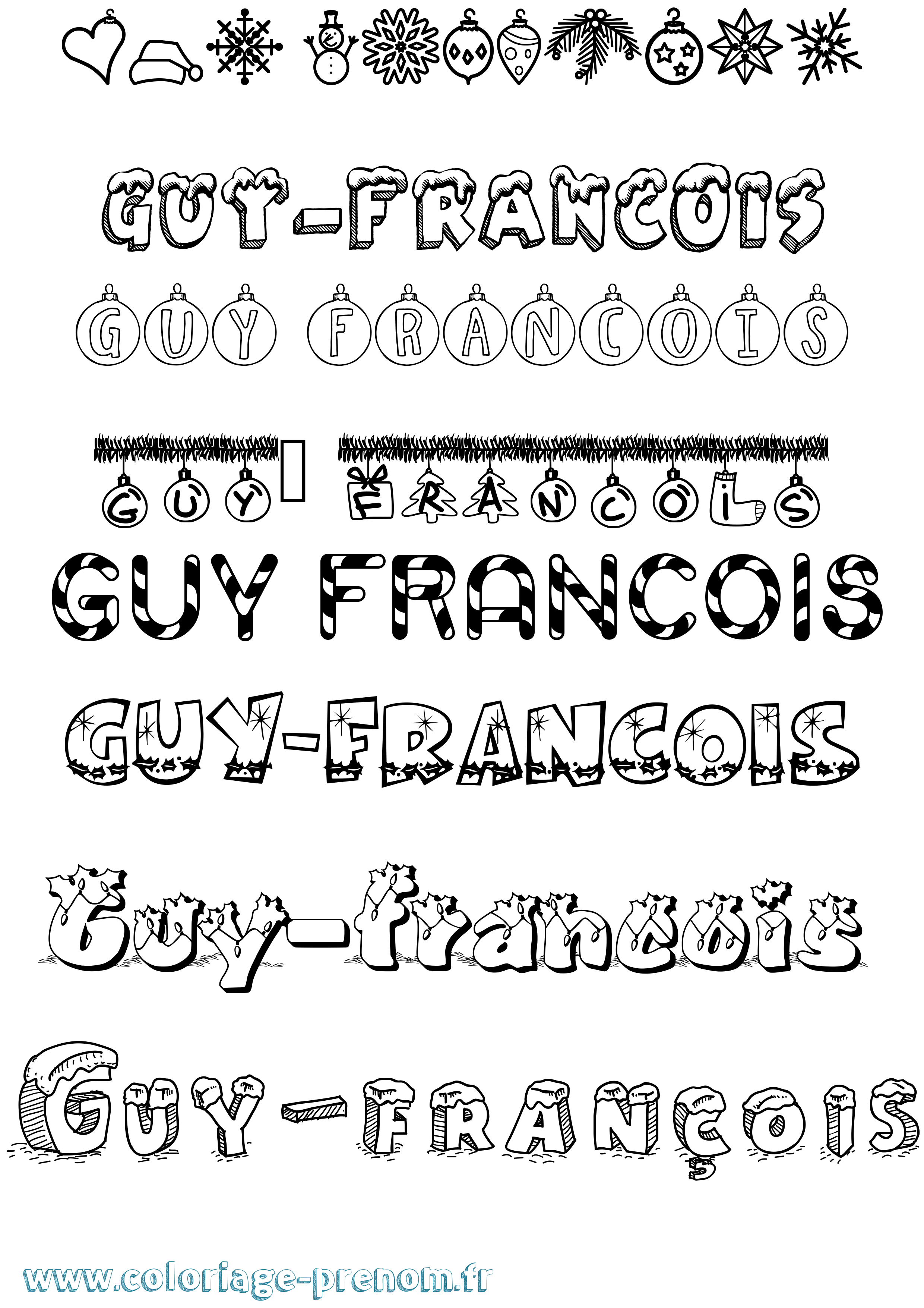 Coloriage Guy-François Noël Coloriage prénom Guy-François Noël