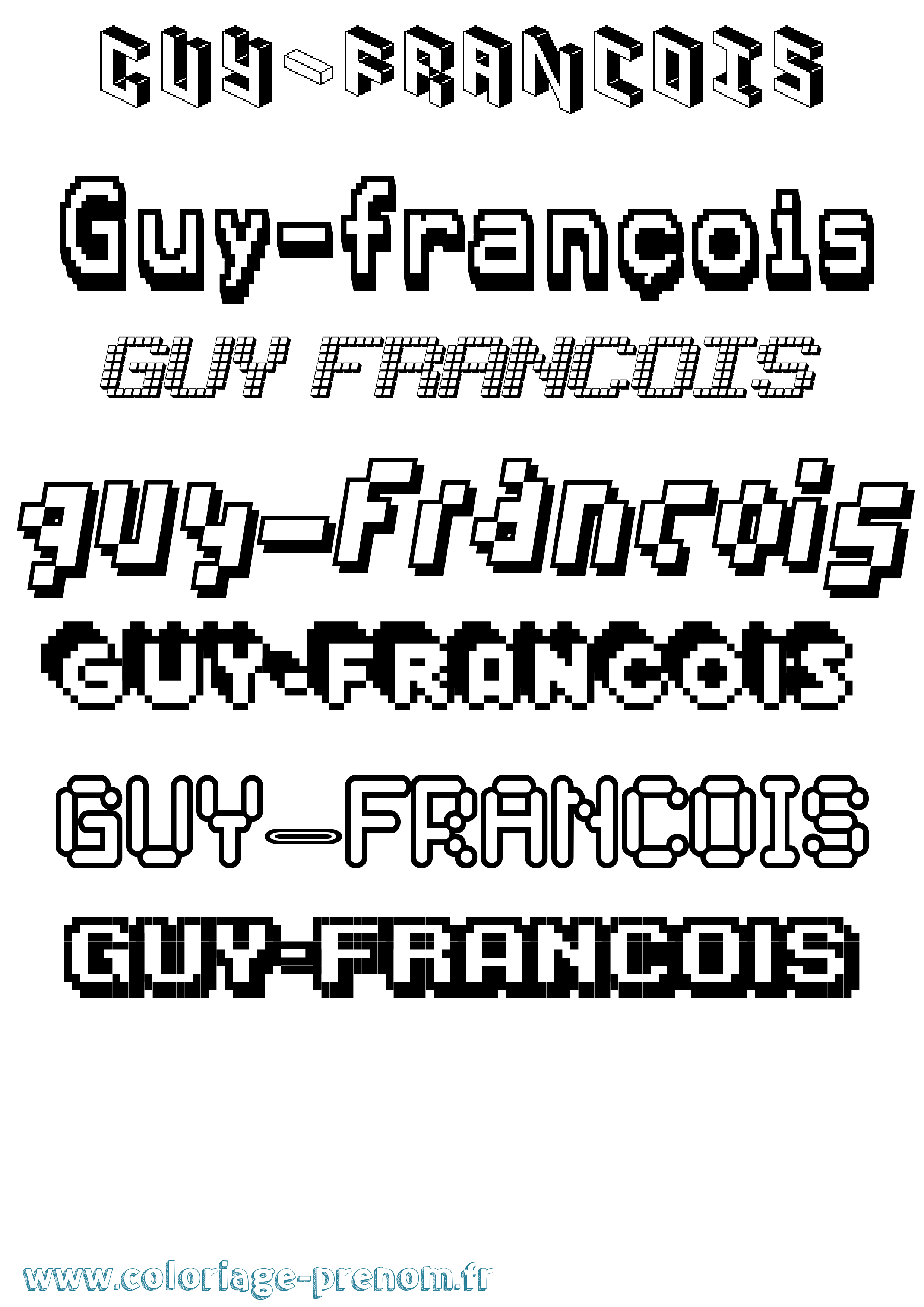 Coloriage Guy-François Pixel Coloriage prénom Guy-François Pixel