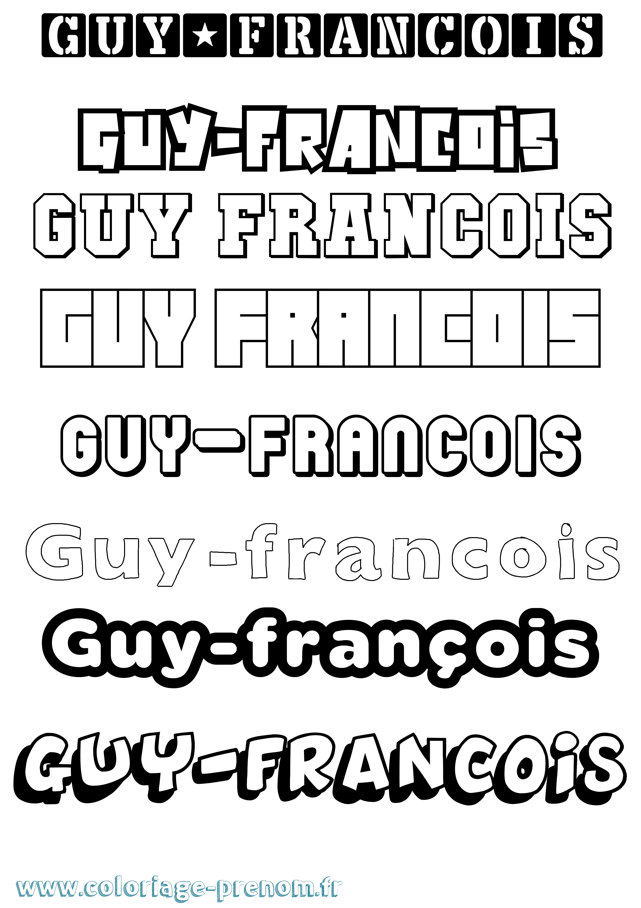 Coloriage Guy-François Simple Coloriage prénom Guy-François Simple
