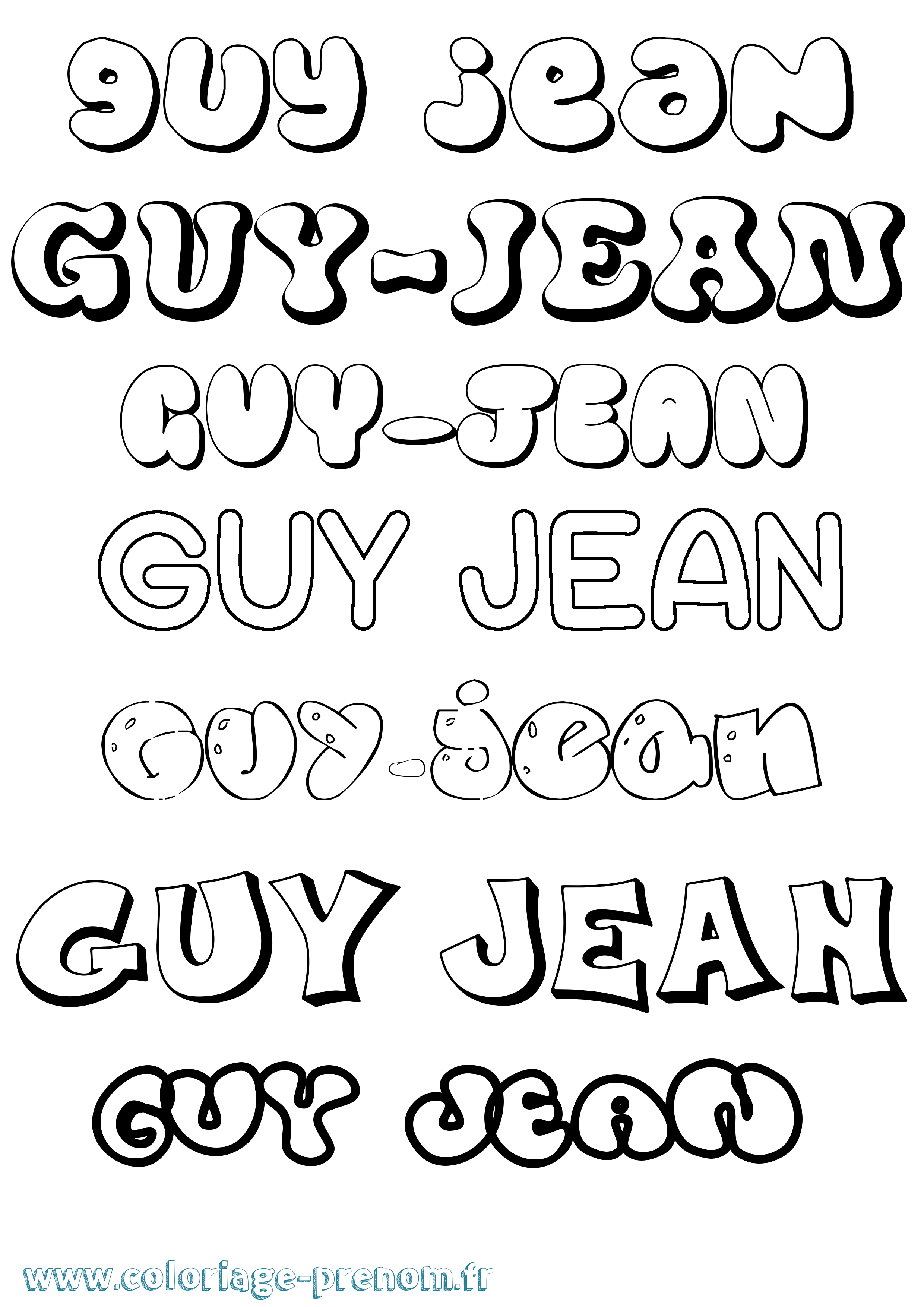 Coloriage Guy-Jean Bubble Coloriage prénom Guy-Jean Bubble
