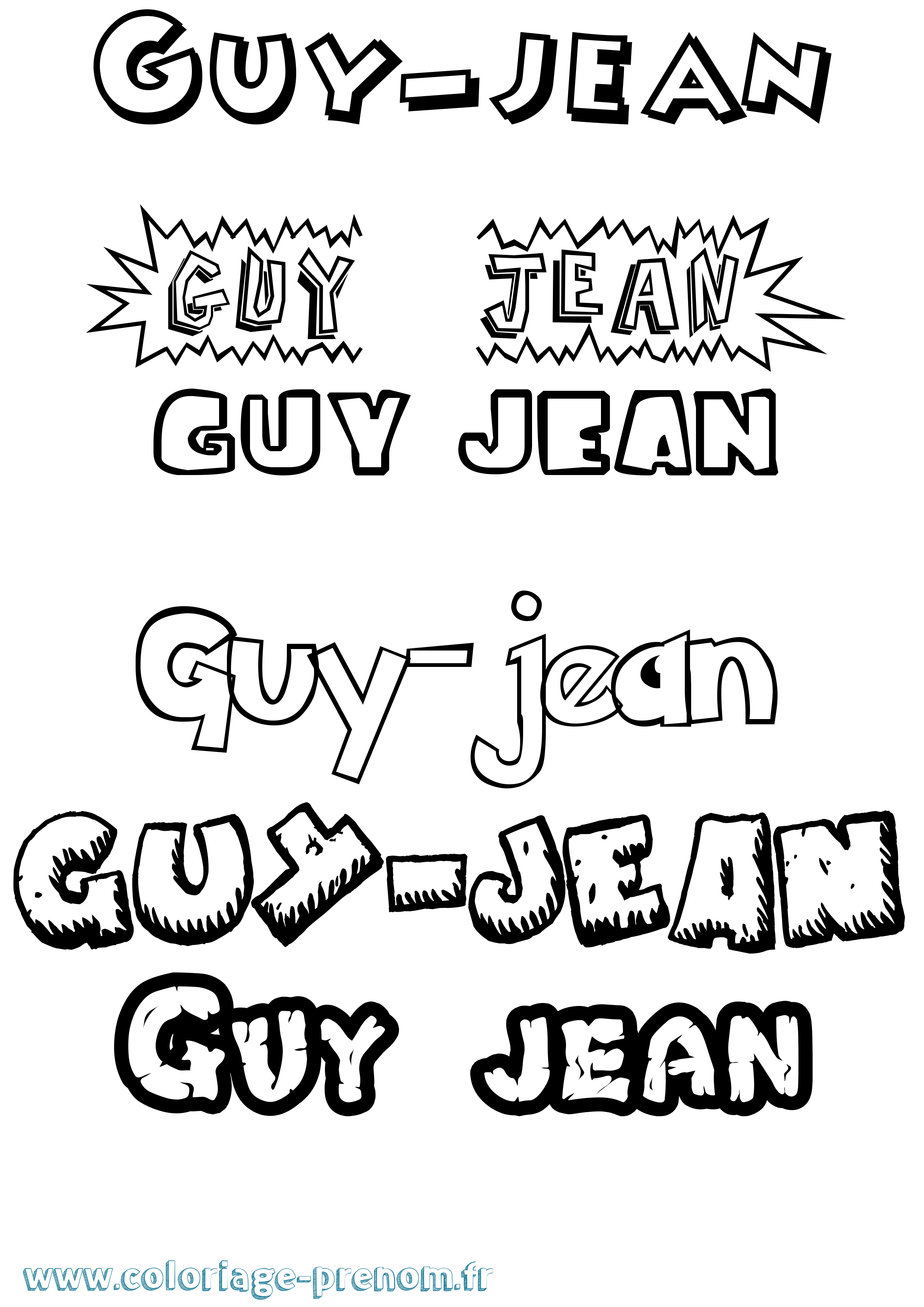 Coloriage Guy-Jean Dessin Animé Coloriage prénom Guy-Jean Dessin Animé
