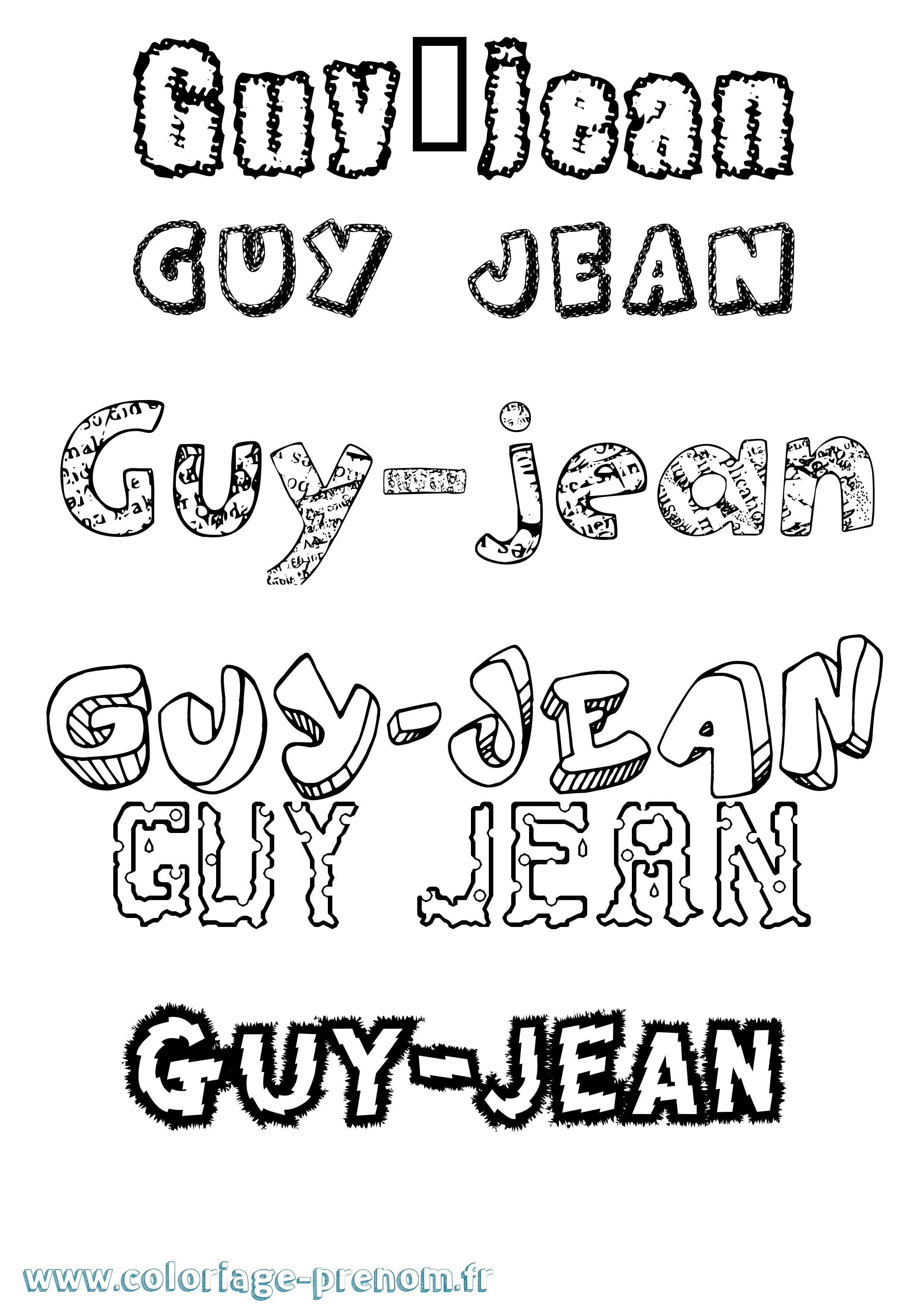 Coloriage Guy-Jean Destructuré Coloriage prénom Guy-Jean Destructuré