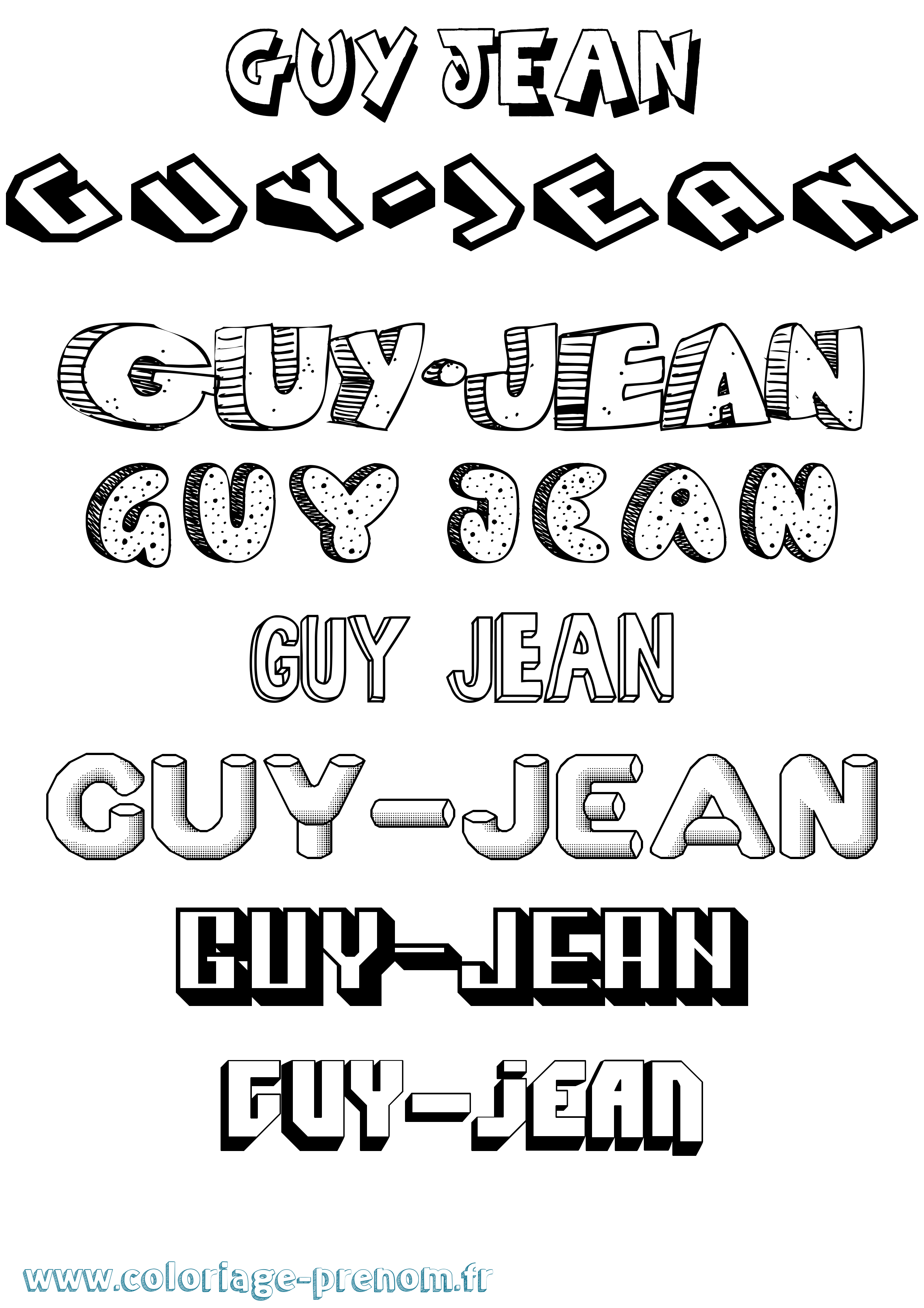 Coloriage Guy-Jean Effet 3D Coloriage prénom Guy-Jean Effet 3D