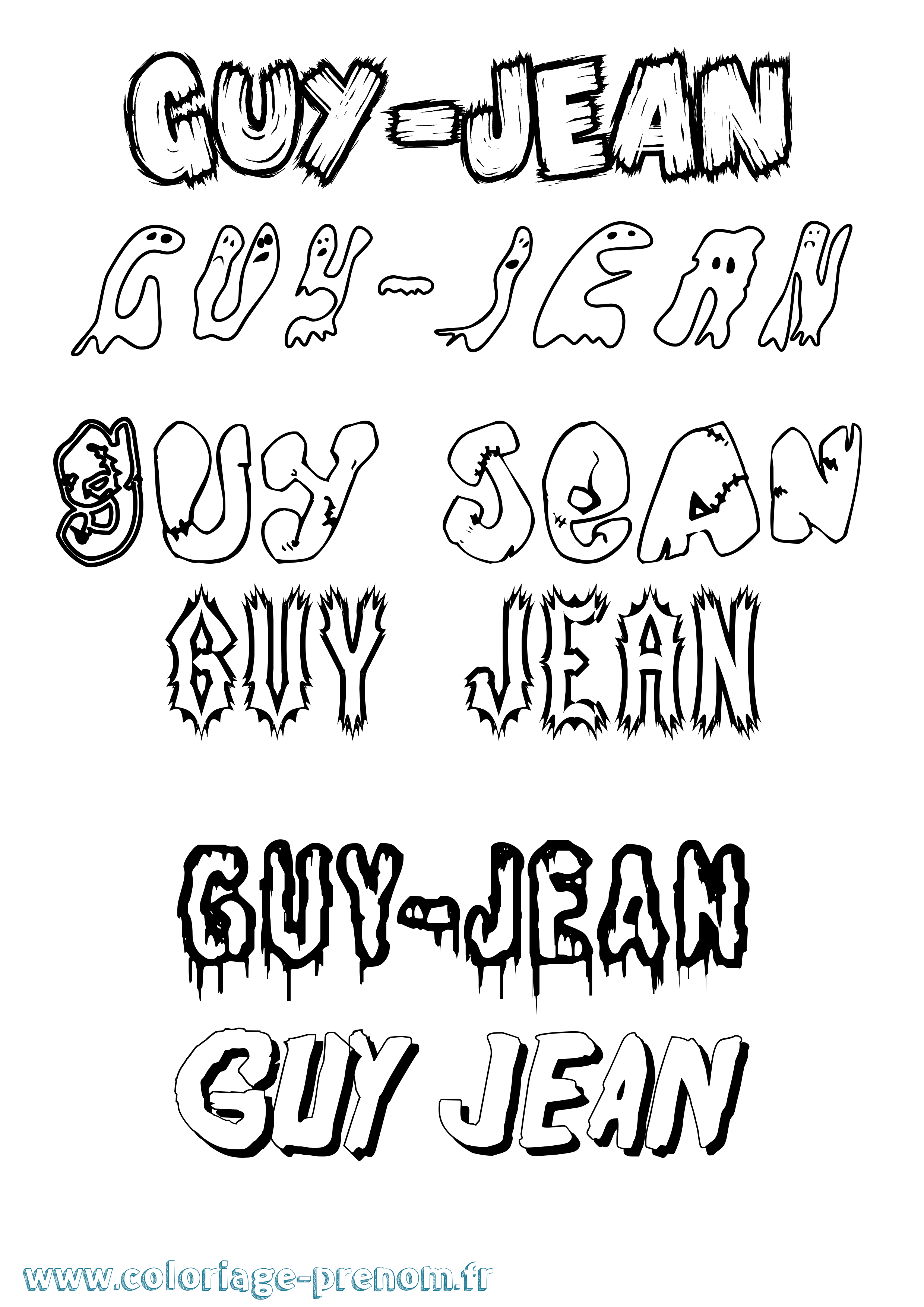 Coloriage Guy-Jean Frisson Coloriage prénom Guy-Jean Frisson