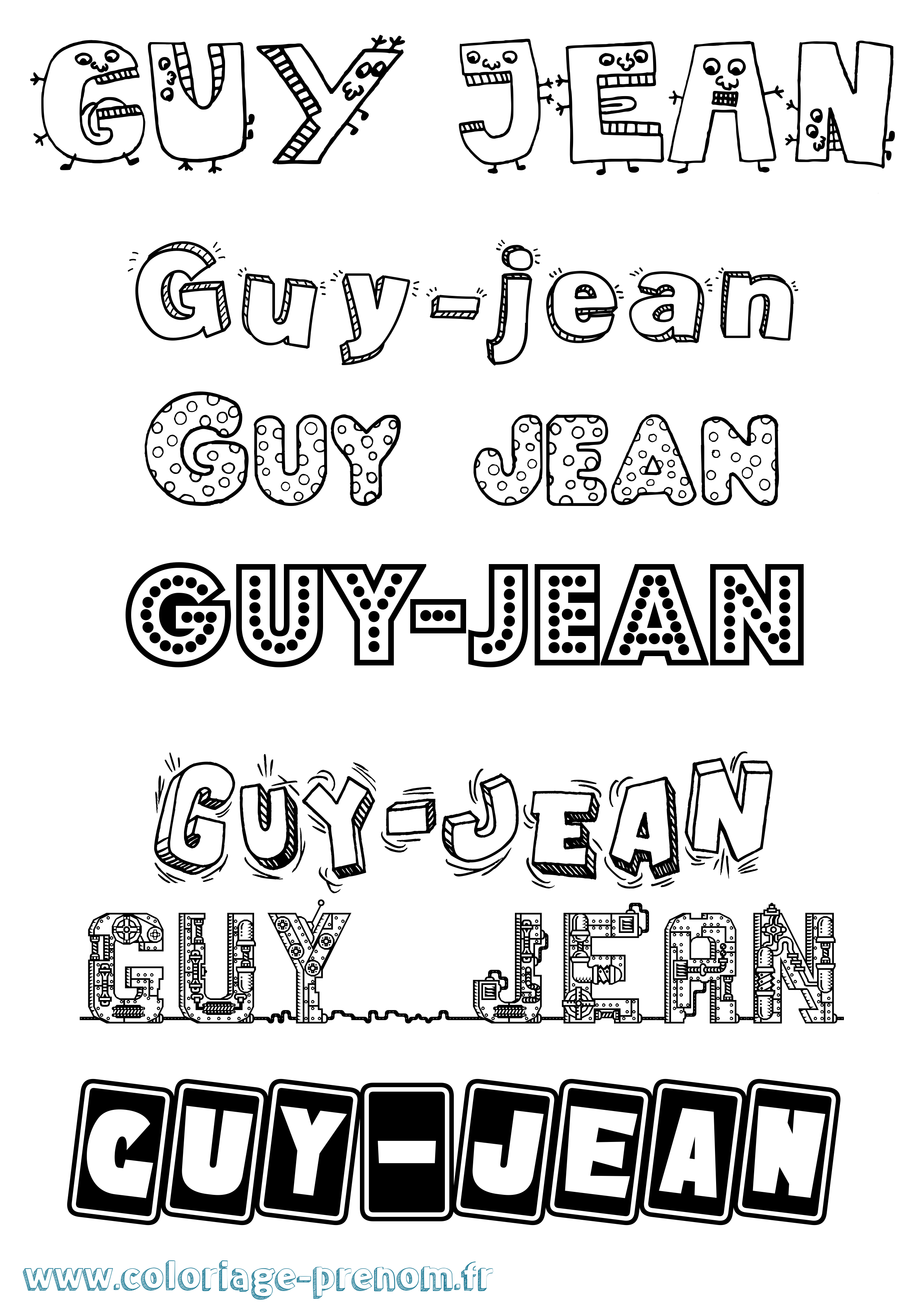 Coloriage Guy-Jean Fun Coloriage prénom Guy-Jean Fun