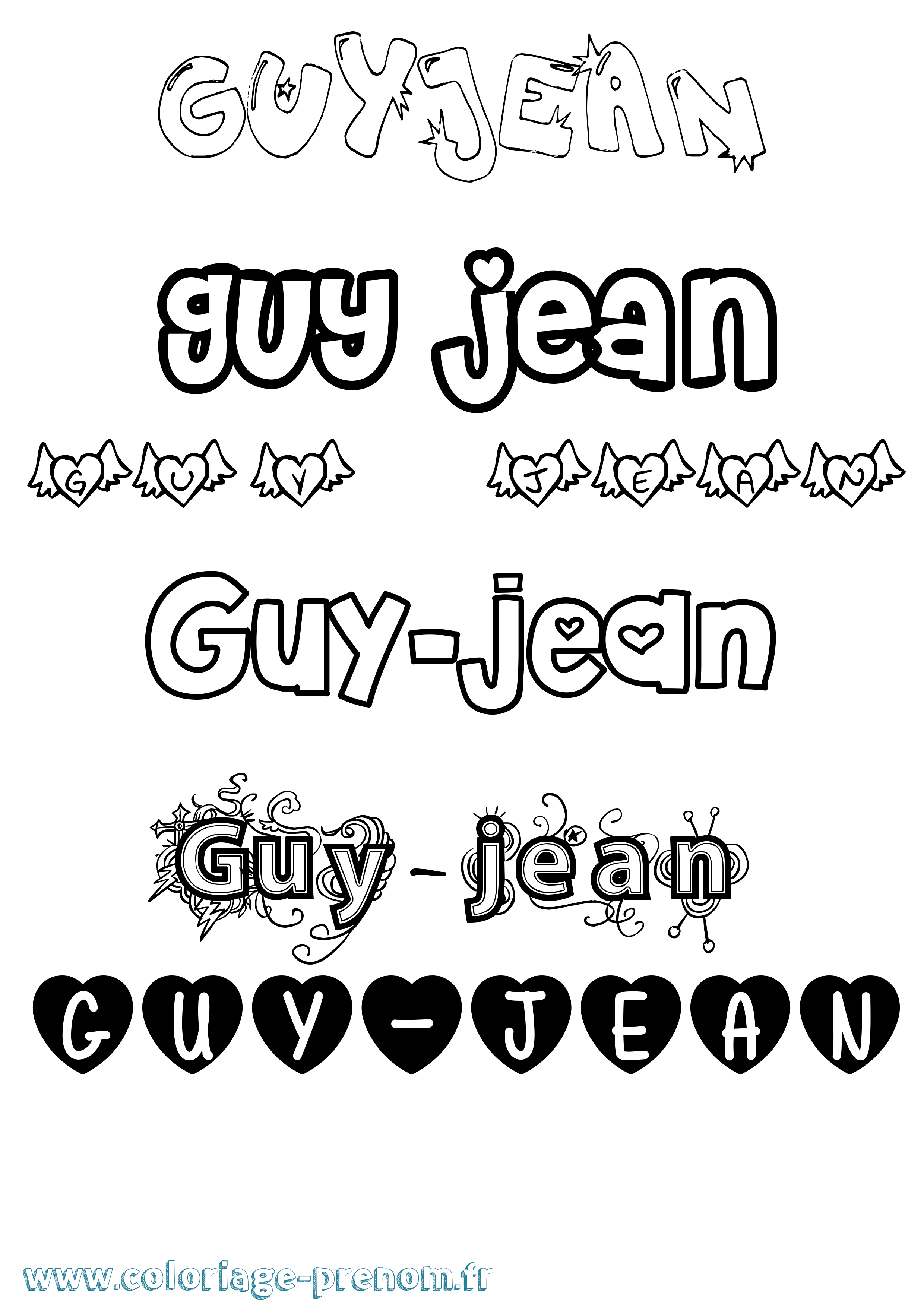 Coloriage Guy-Jean Girly Coloriage prénom Guy-Jean Girly