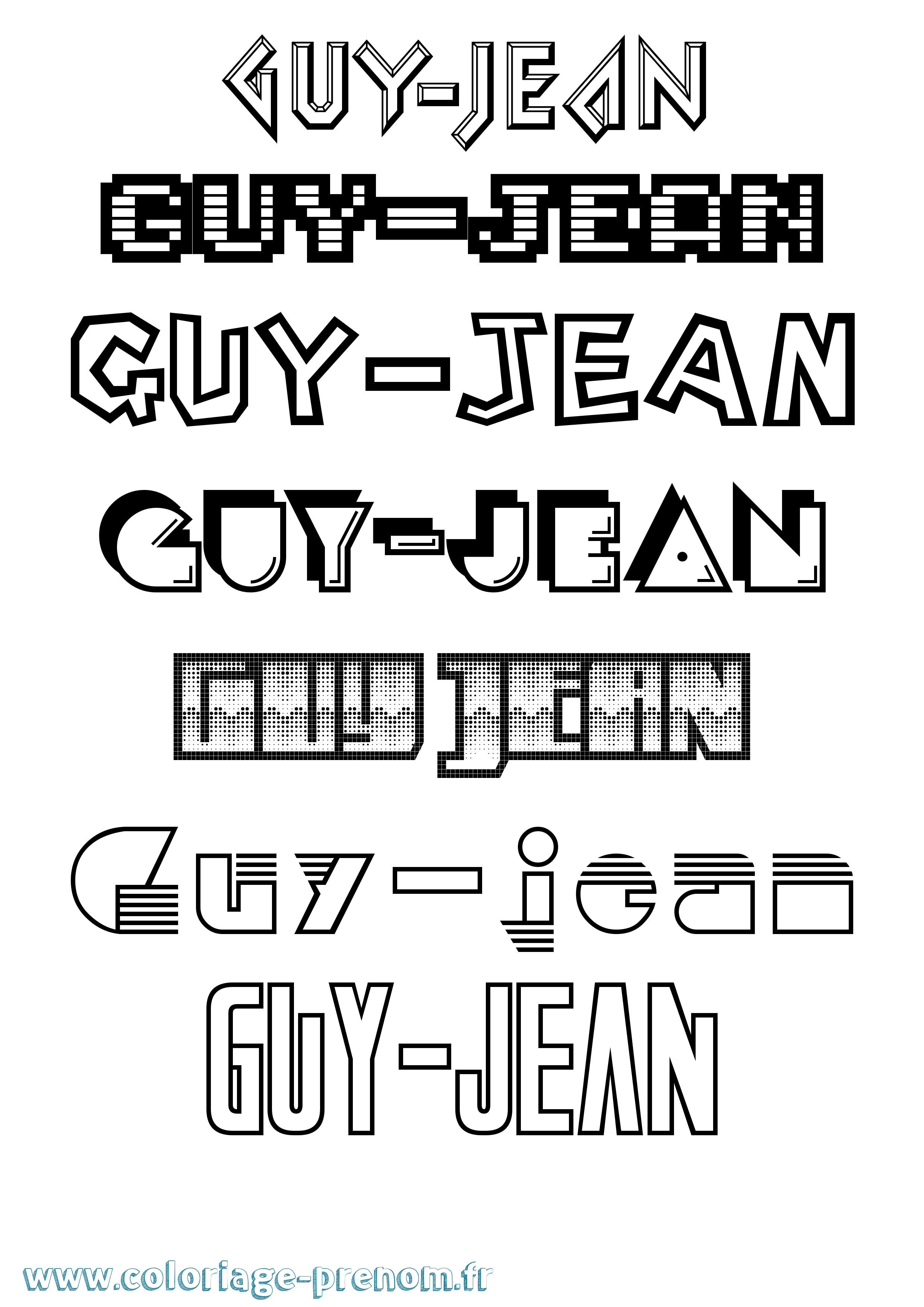 Coloriage Guy-Jean Jeux Vidéos Coloriage prénom Guy-Jean Jeux Vidéos