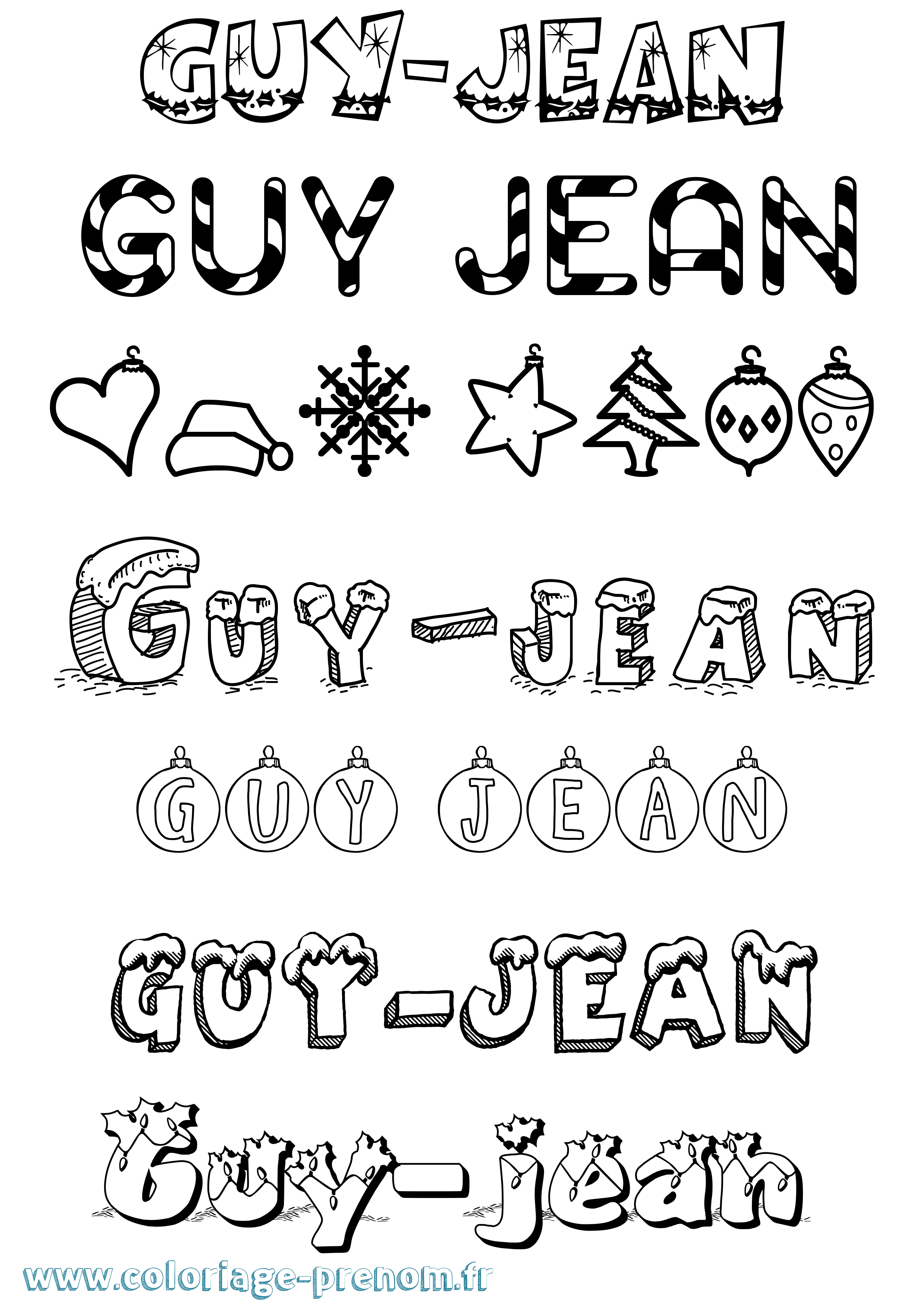 Coloriage Guy-Jean Noël Coloriage prénom Guy-Jean Noël