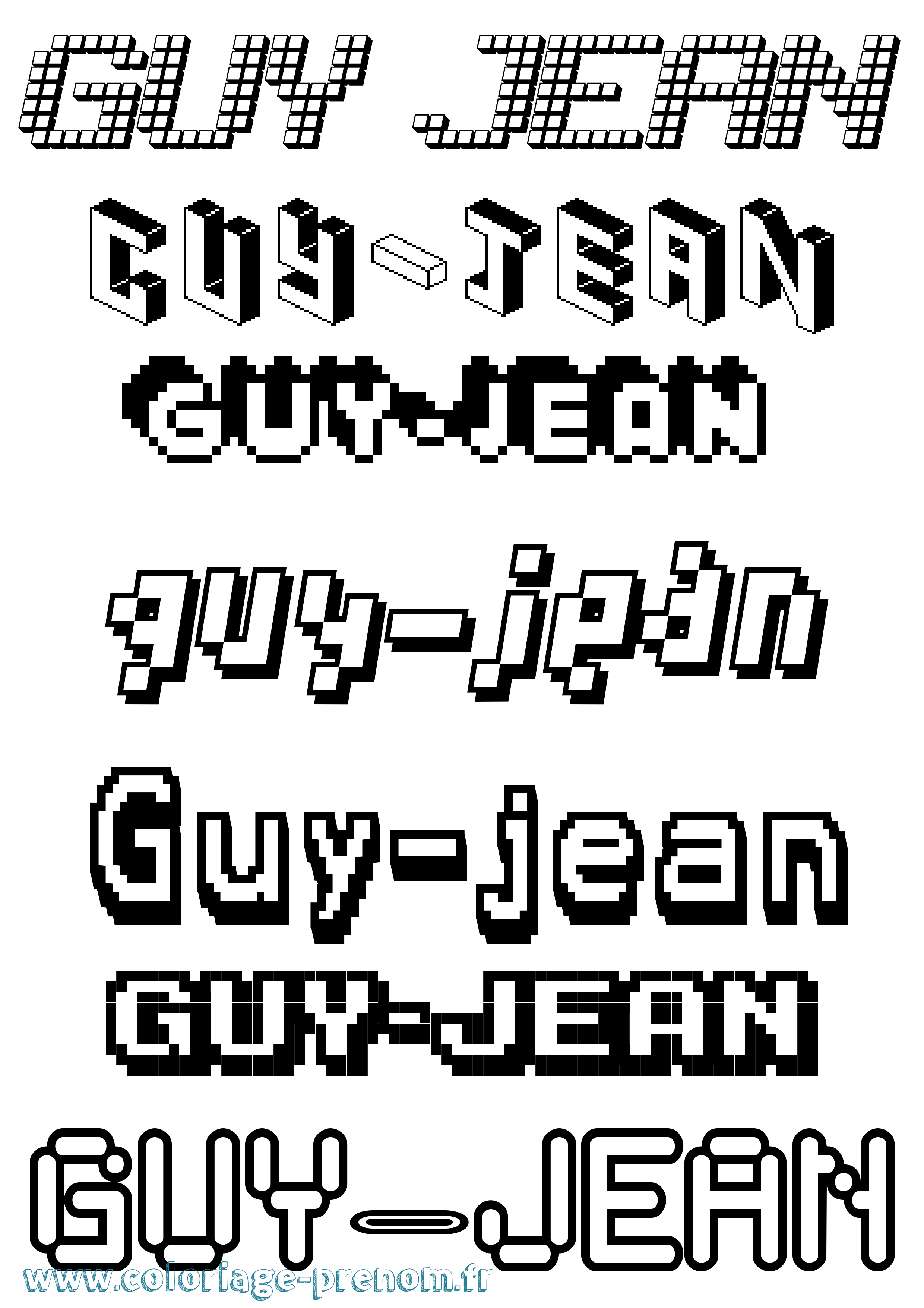 Coloriage Guy-Jean Pixel Coloriage prénom Guy-Jean Pixel