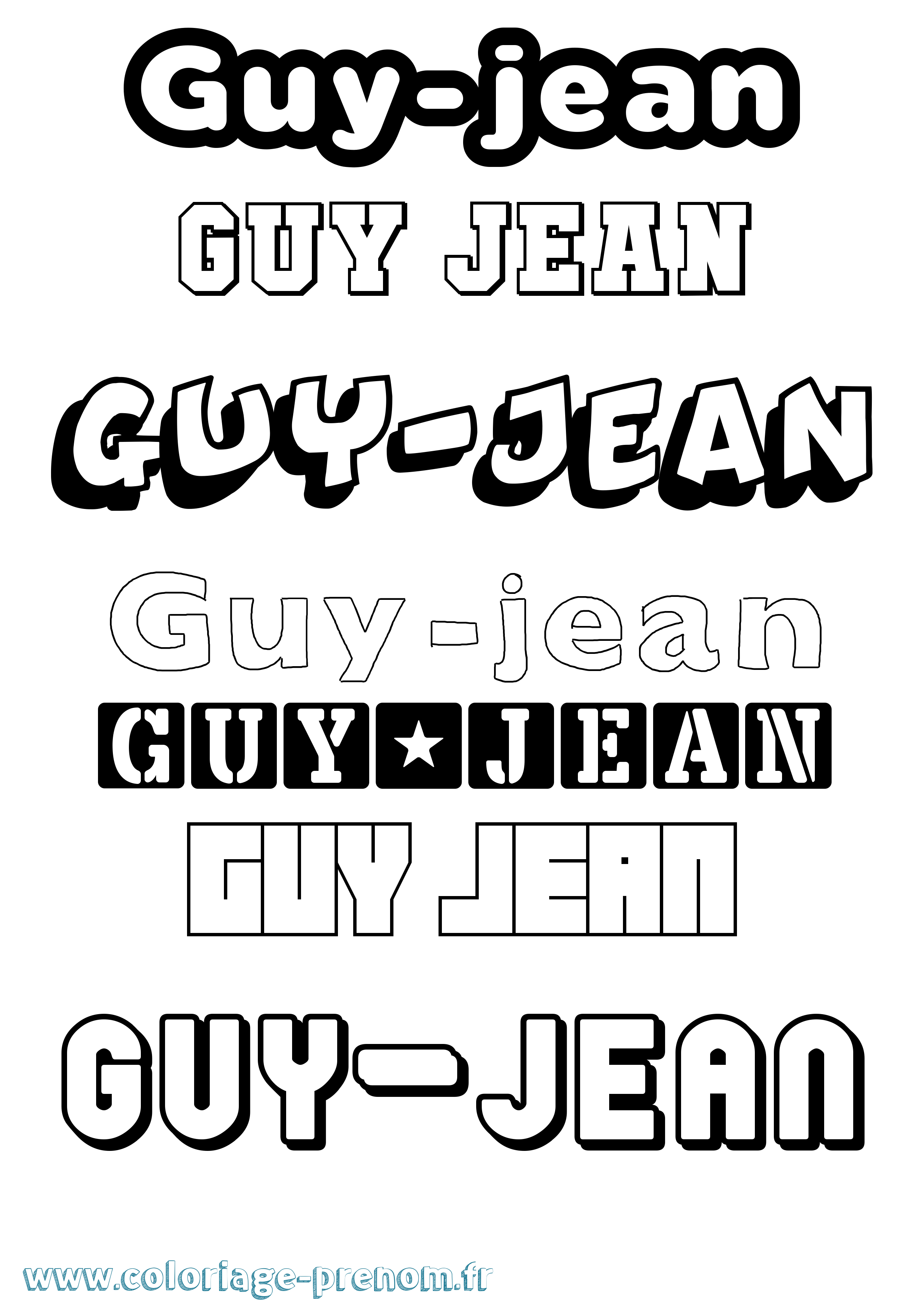 Coloriage Guy-Jean Simple Coloriage prénom Guy-Jean Simple