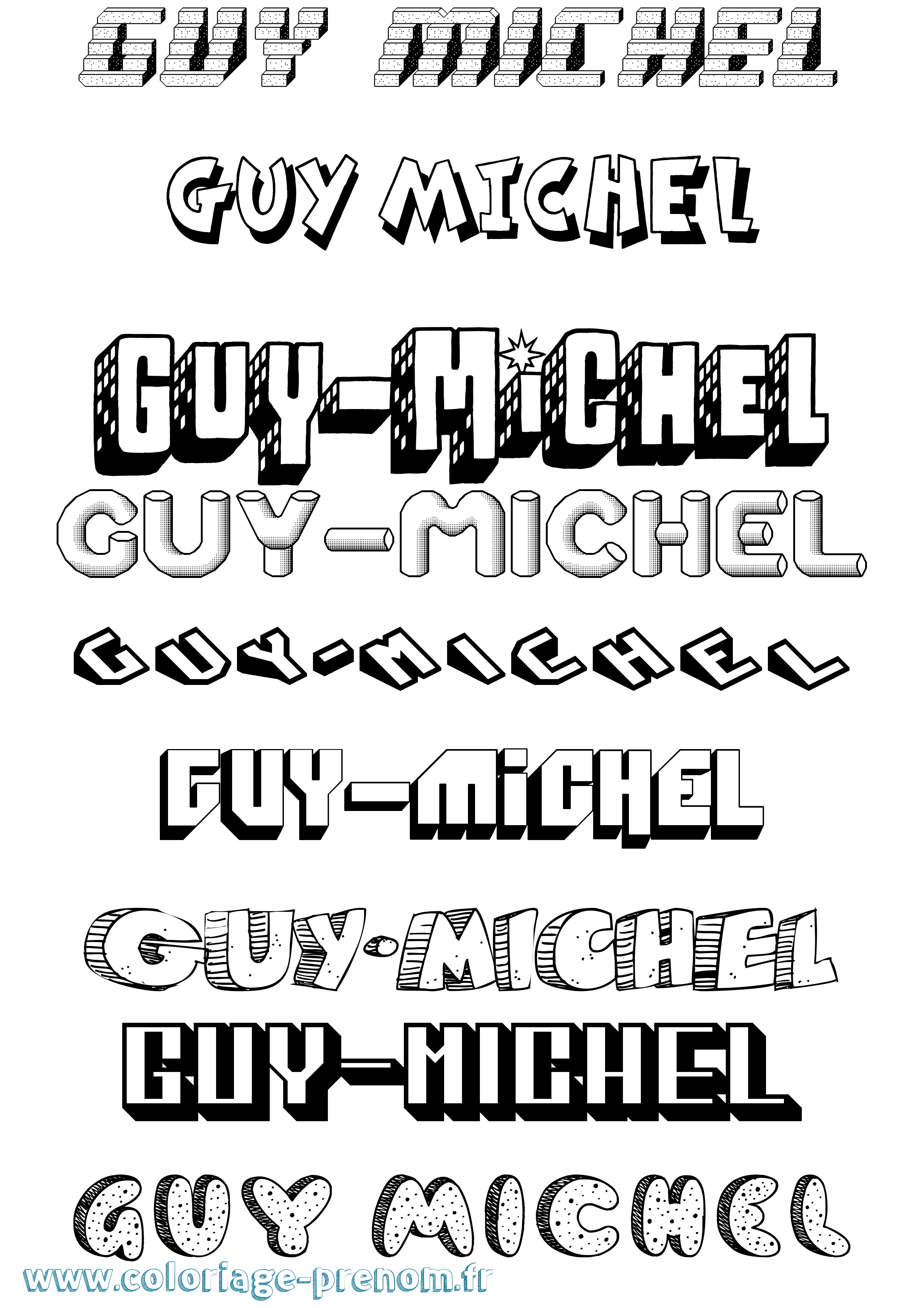 Coloriage Guy-Michel Effet 3D Coloriage prénom Guy-Michel Effet 3D