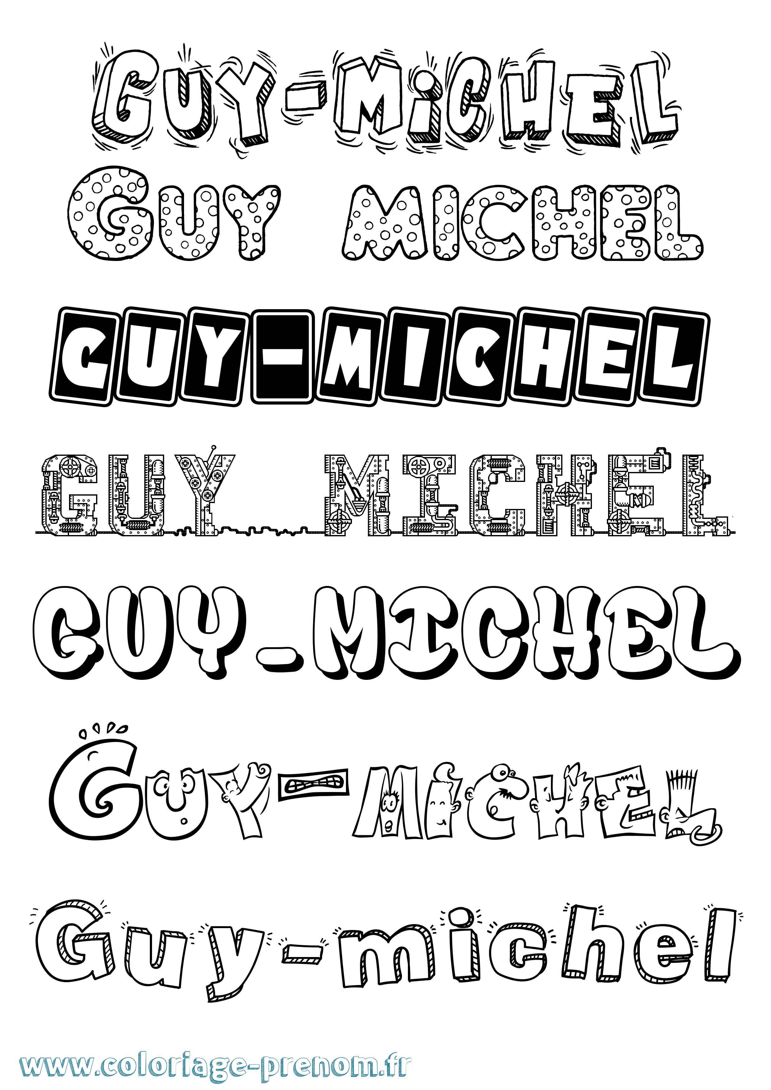 Coloriage Guy-Michel Fun Coloriage prénom Guy-Michel Fun