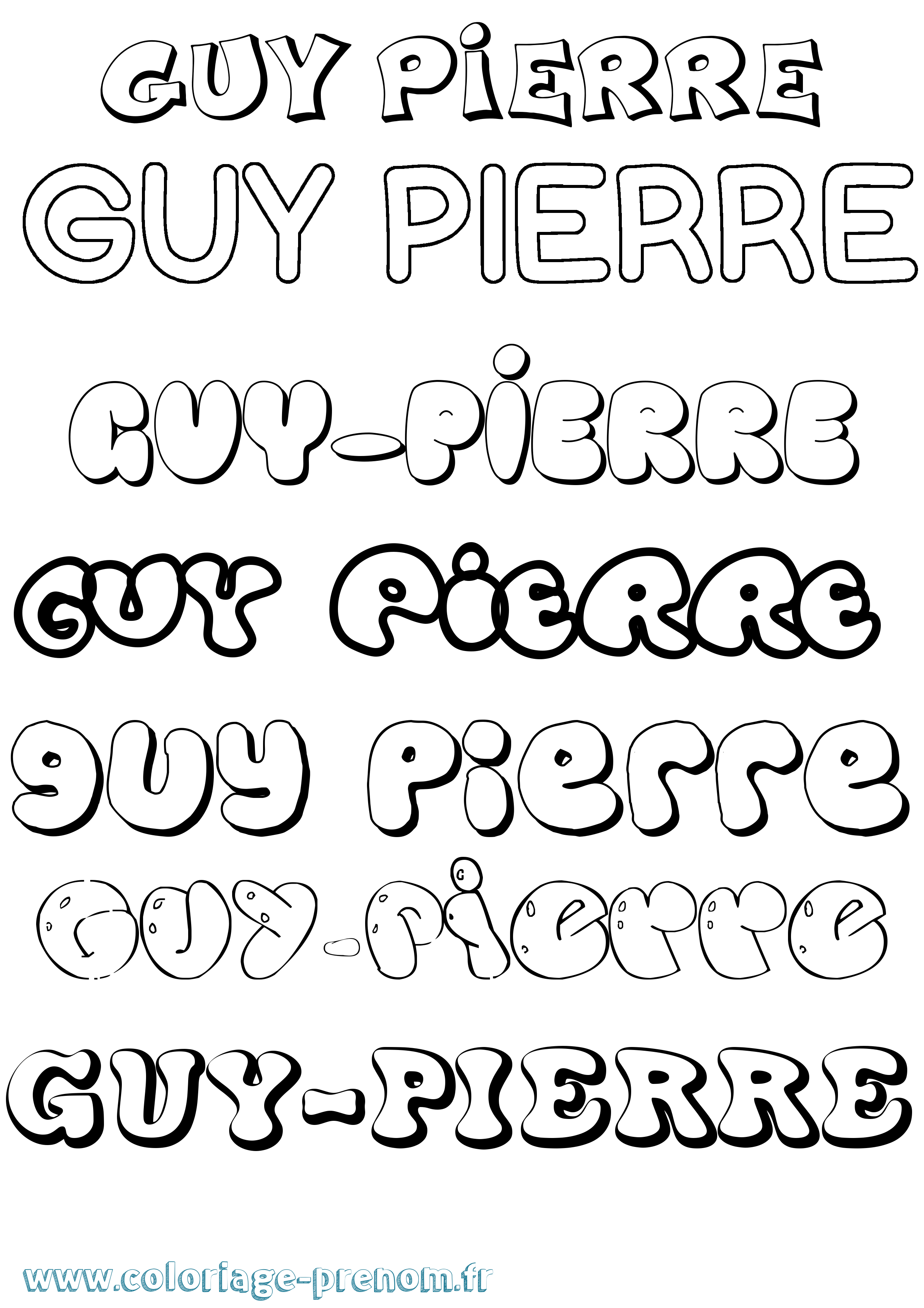 Coloriage Guy-Pierre Bubble Coloriage prénom Guy-Pierre Bubble