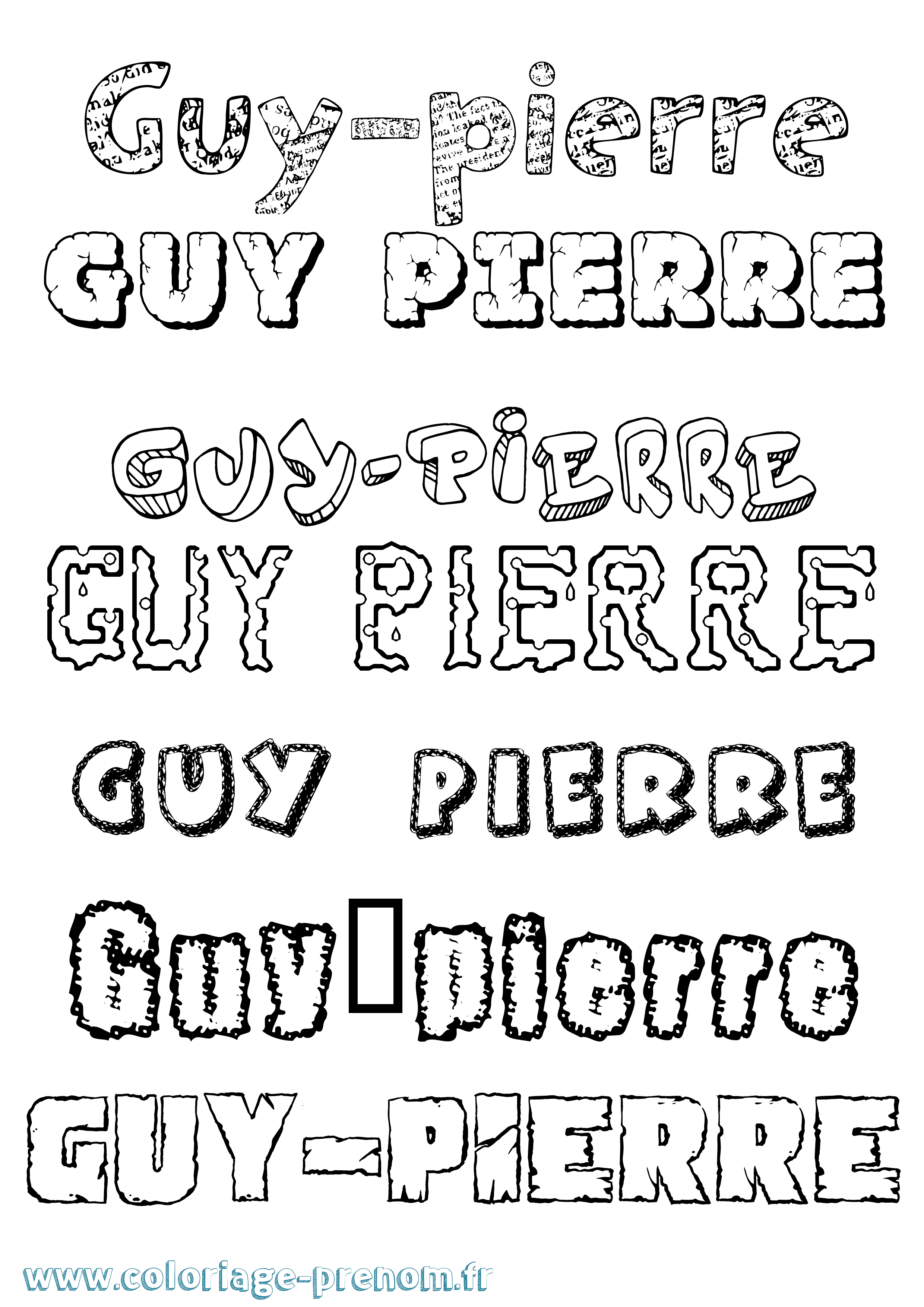 Coloriage Guy-Pierre Destructuré Coloriage prénom Guy-Pierre Destructuré