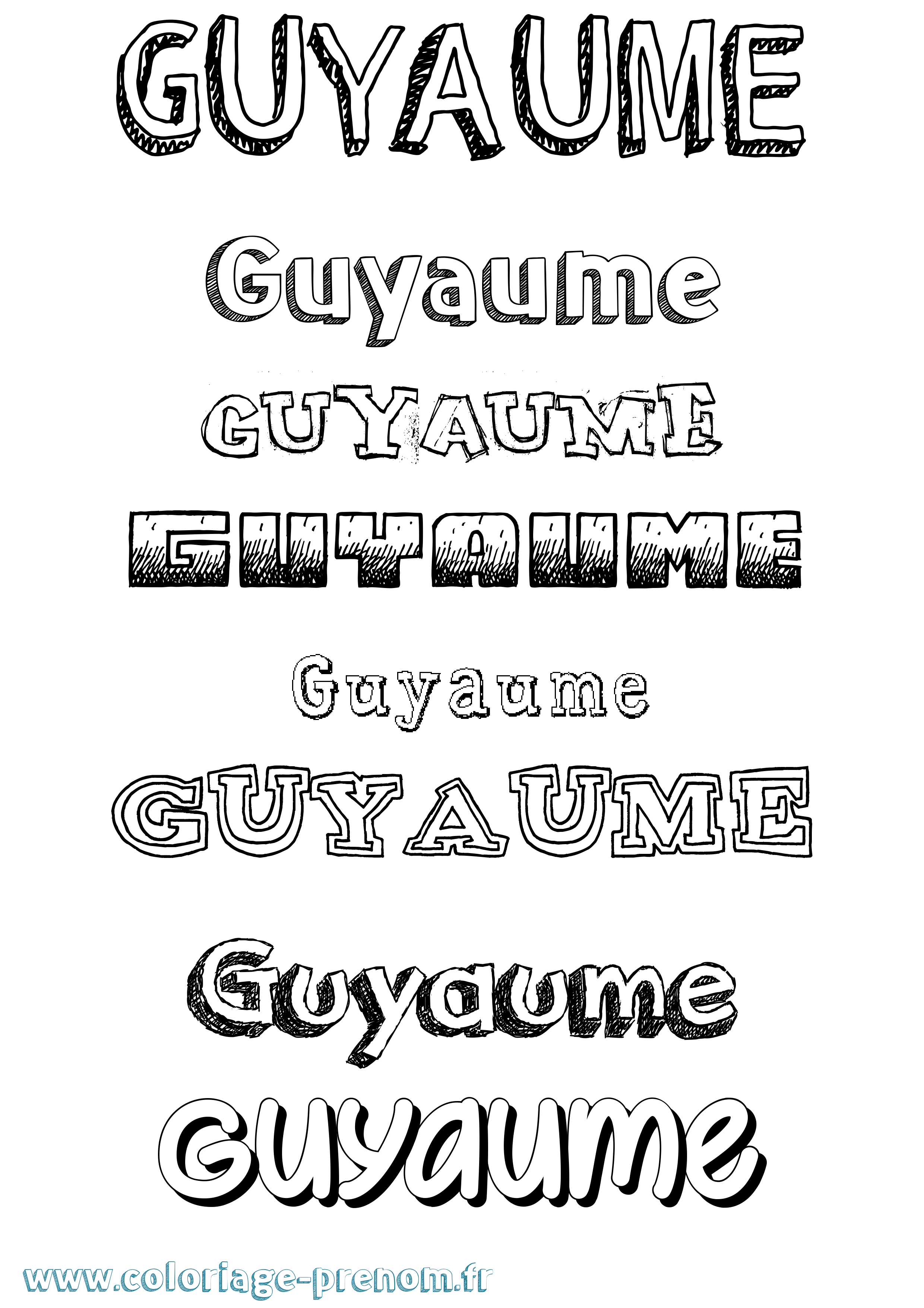 Coloriage Guyaume Dessiné Coloriage prénom Guyaume Dessiné