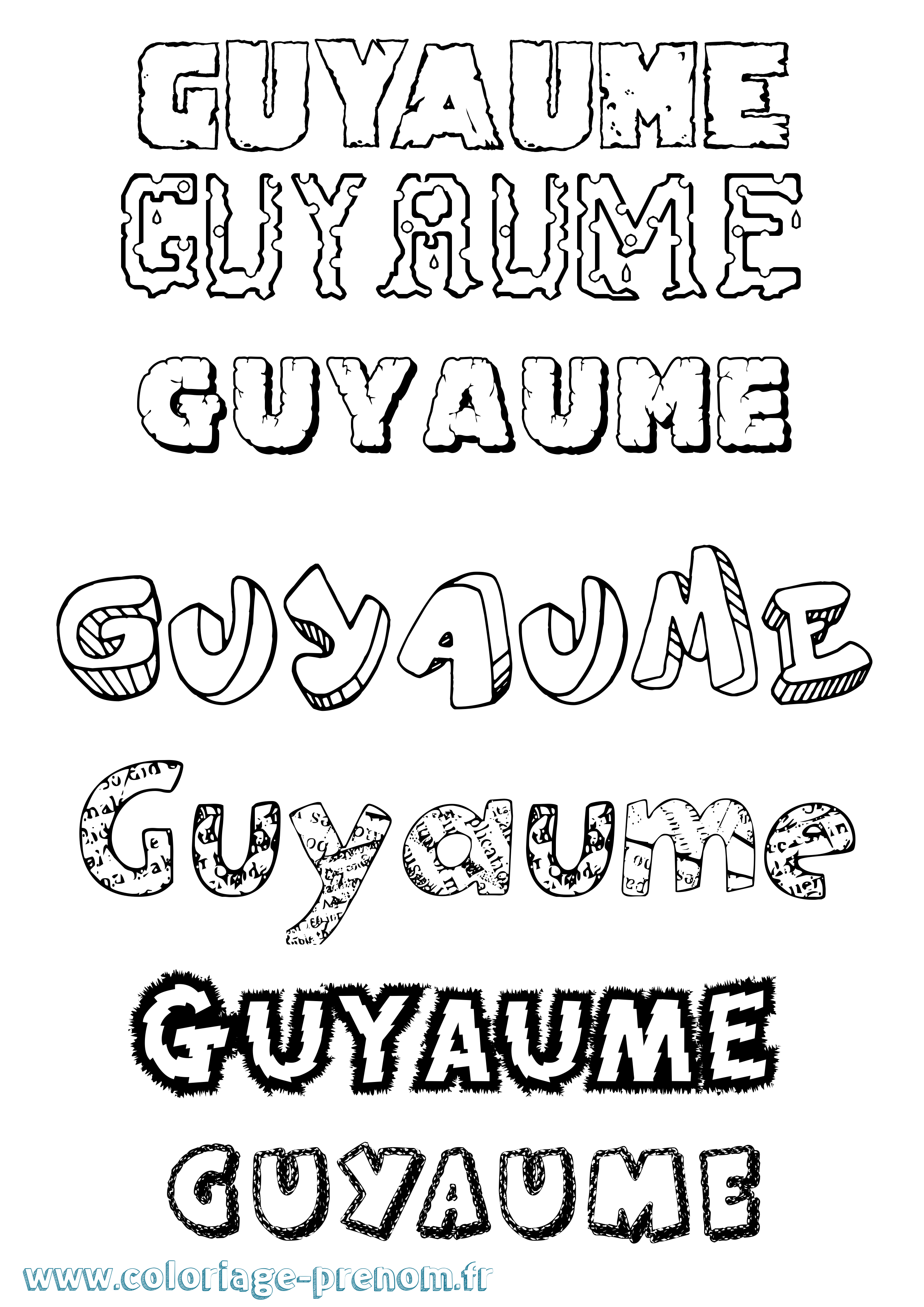 Coloriage Guyaume Destructuré Coloriage prénom Guyaume Destructuré