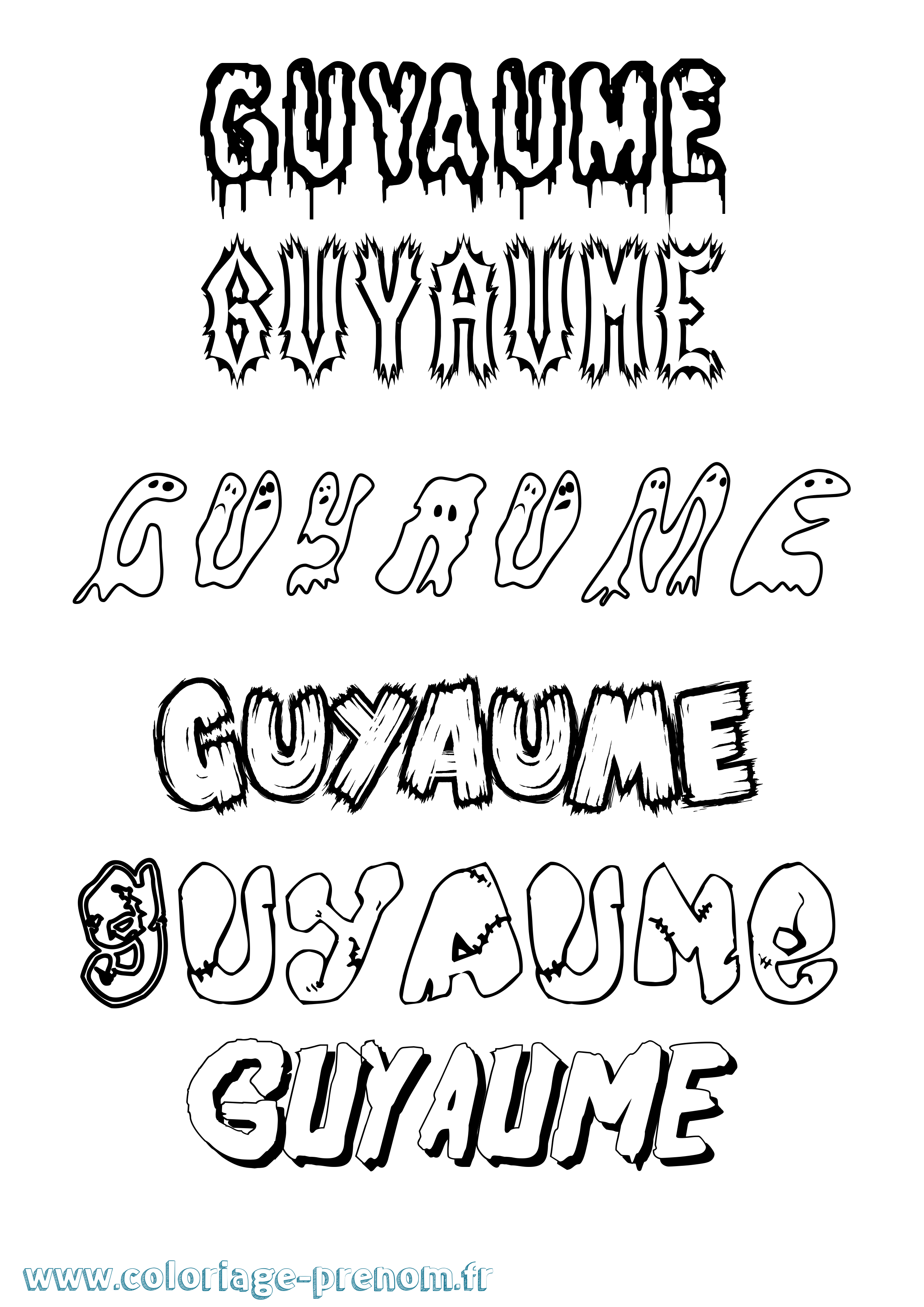 Coloriage Guyaume Frisson Coloriage prénom Guyaume Frisson