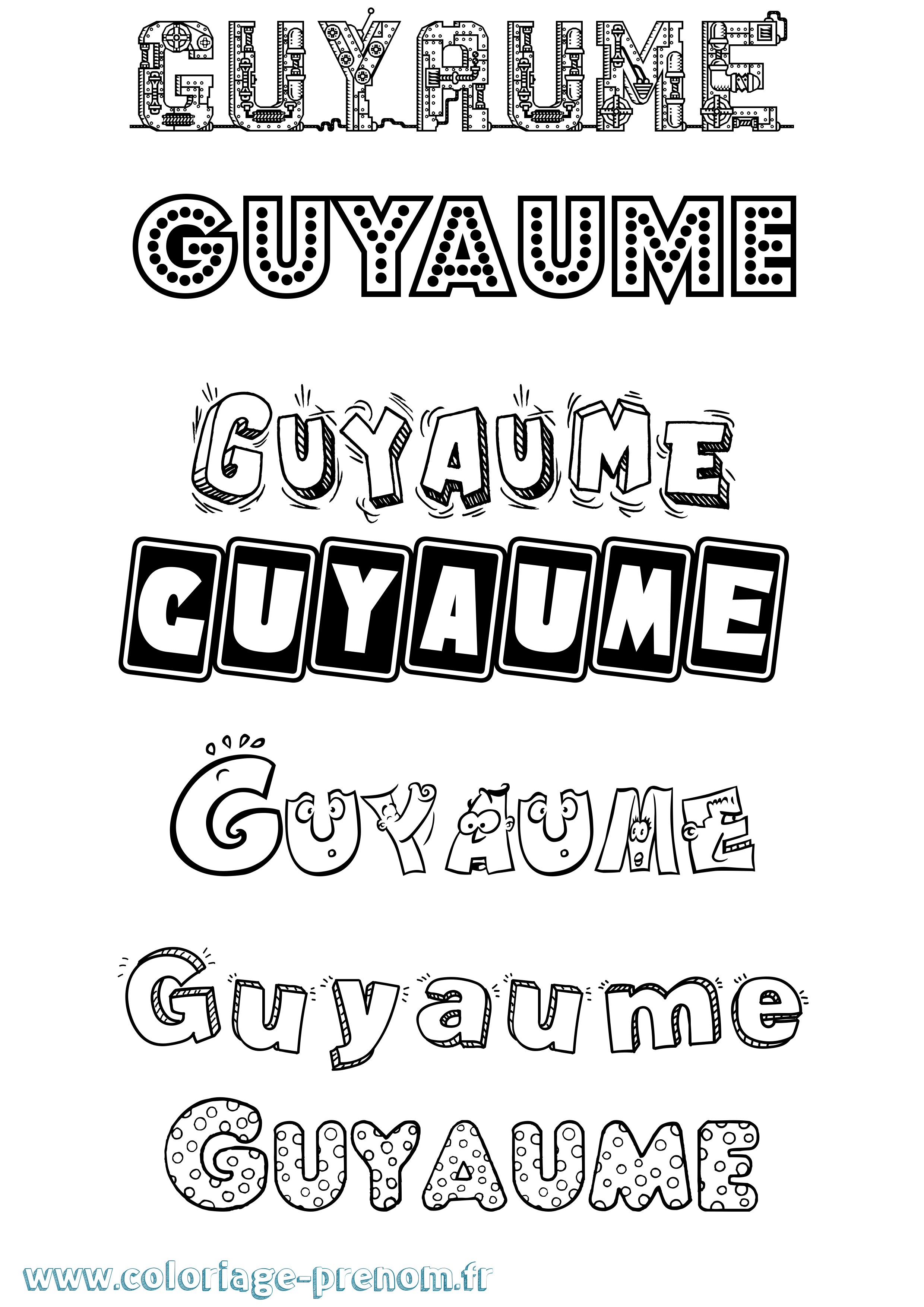 Coloriage Guyaume Fun Coloriage prénom Guyaume Fun