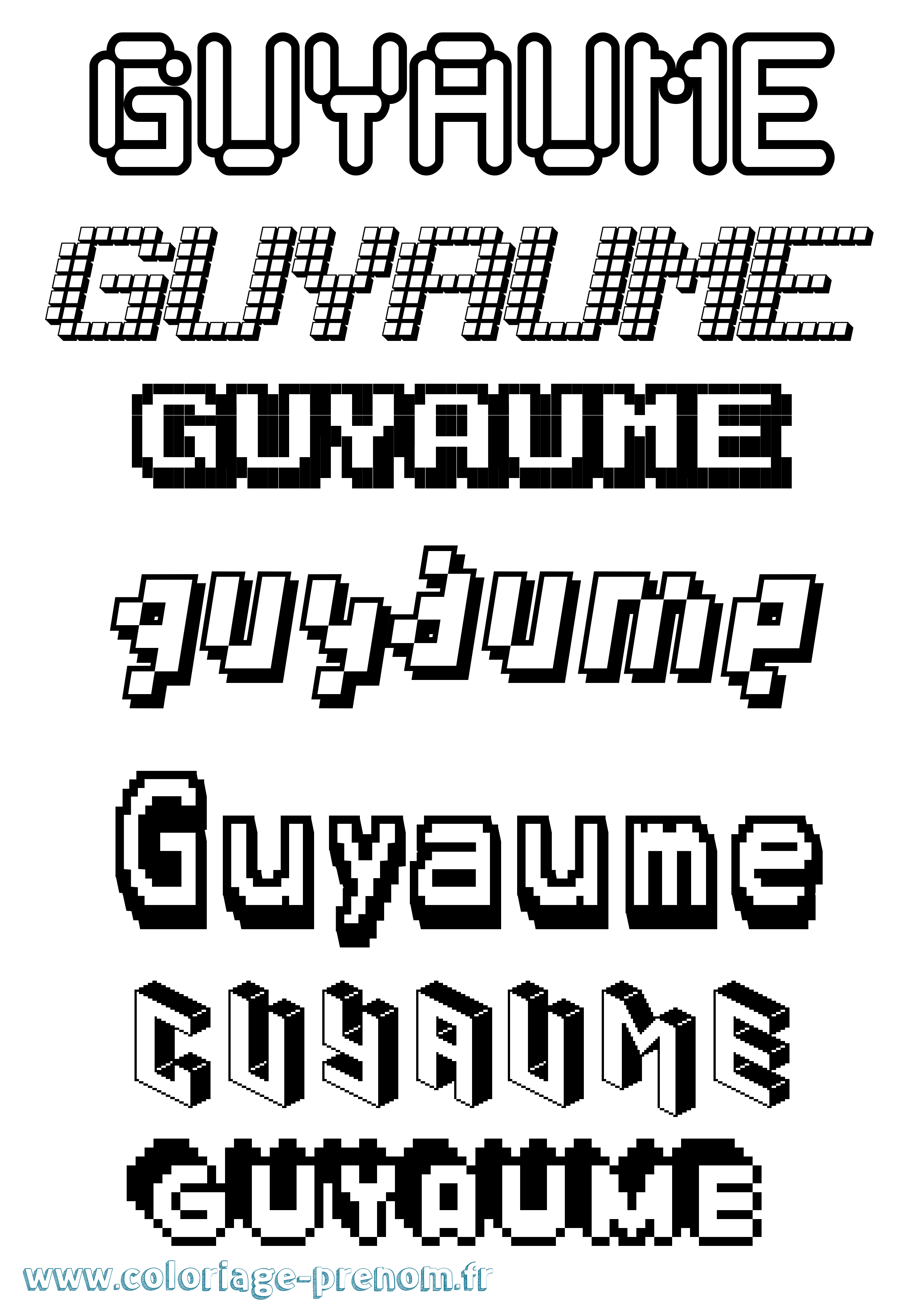 Coloriage Guyaume Pixel Coloriage prénom Guyaume Pixel