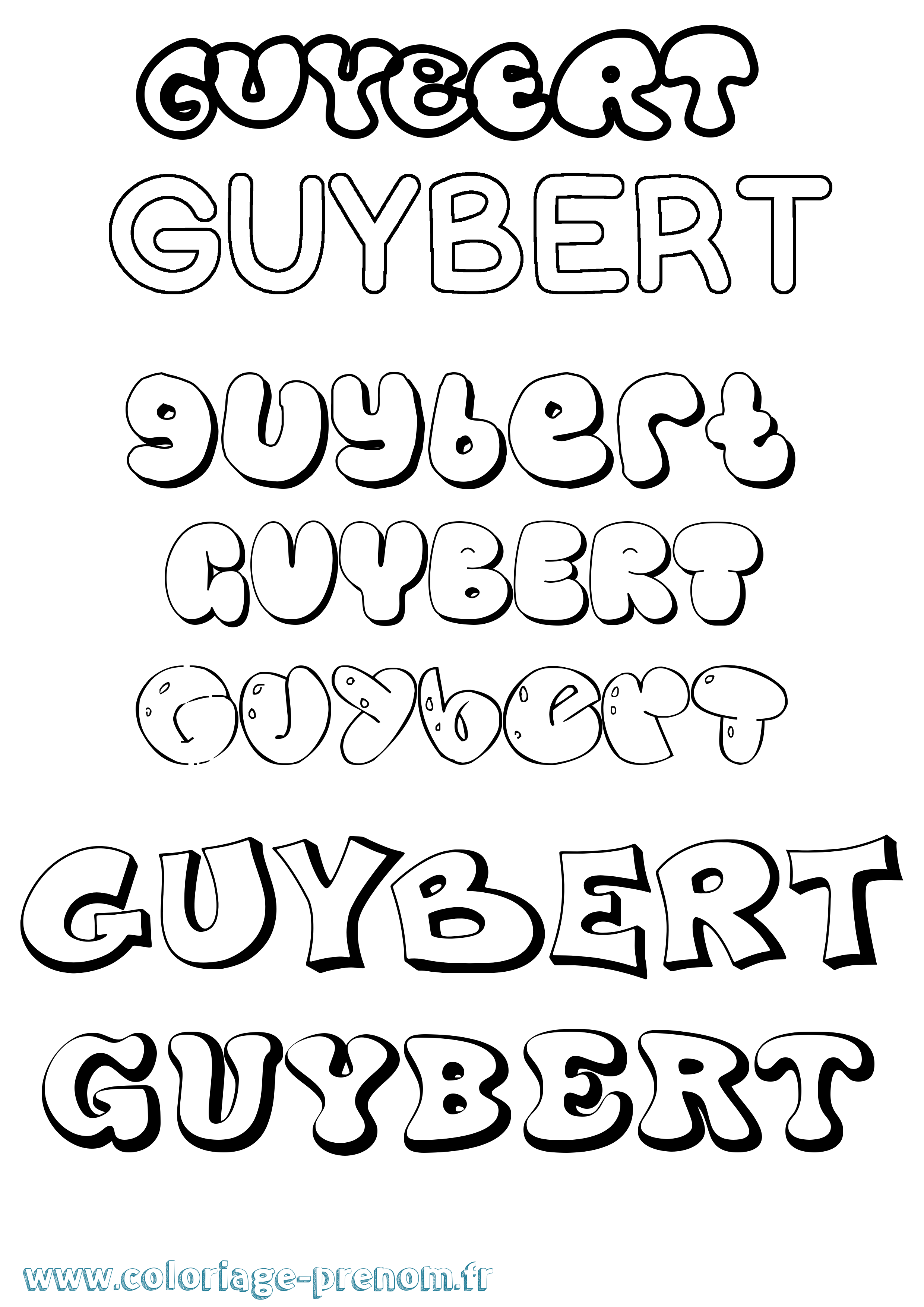 Coloriage Guybert Bubble Coloriage prénom Guybert Bubble