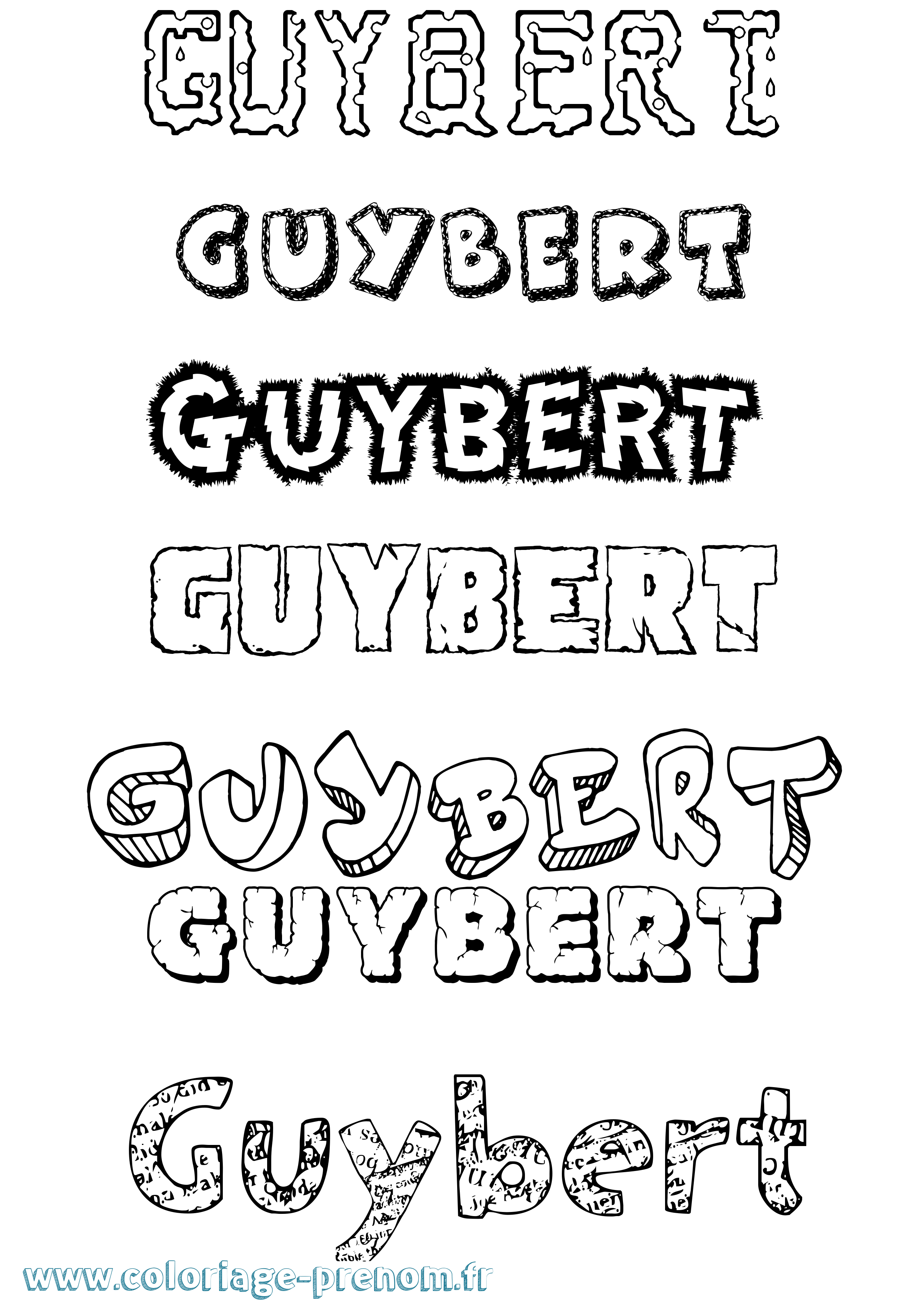 Coloriage Guybert Destructuré Coloriage prénom Guybert Destructuré
