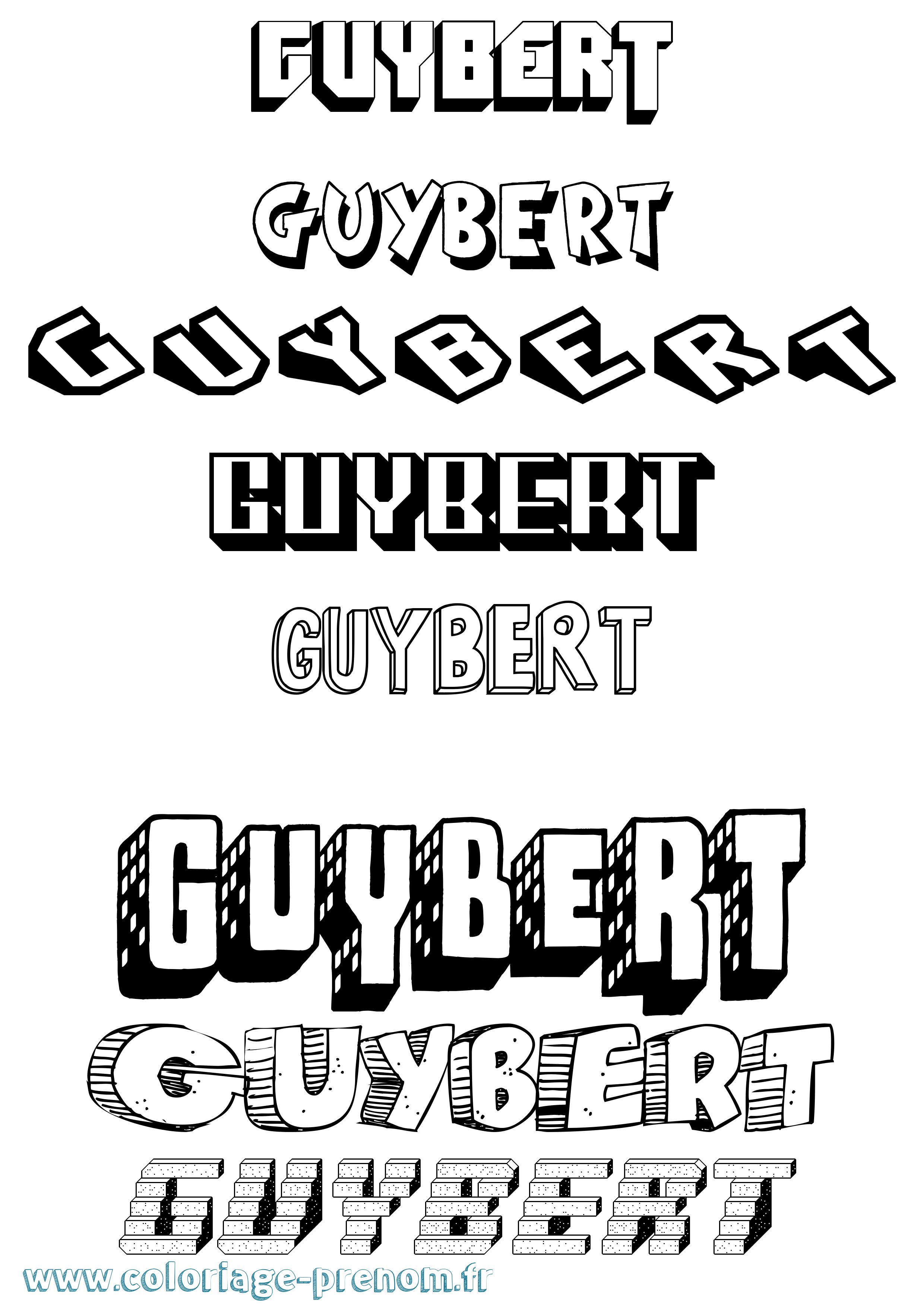 Coloriage Guybert Effet 3D Coloriage prénom Guybert Effet 3D